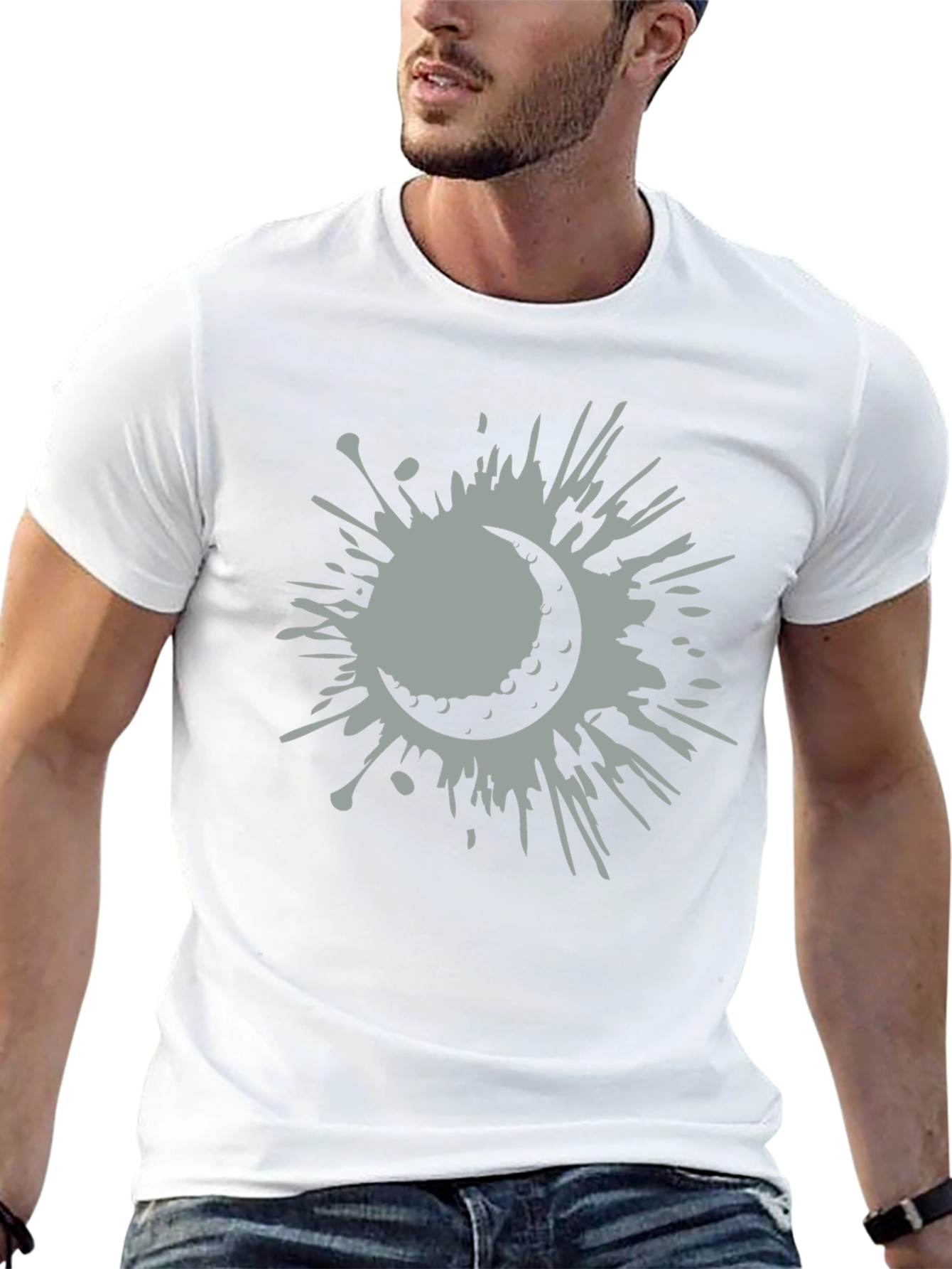 Crescent Moon Splatter Tee - Stylish Graphic T-Shirt