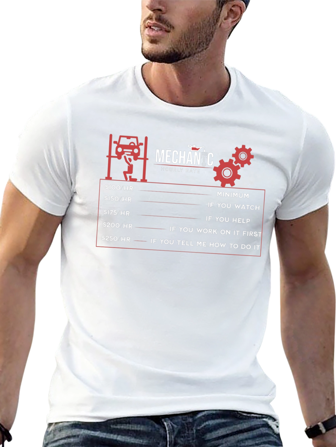 Mechanic Hourly Rate Humor Graphic T-Shirt