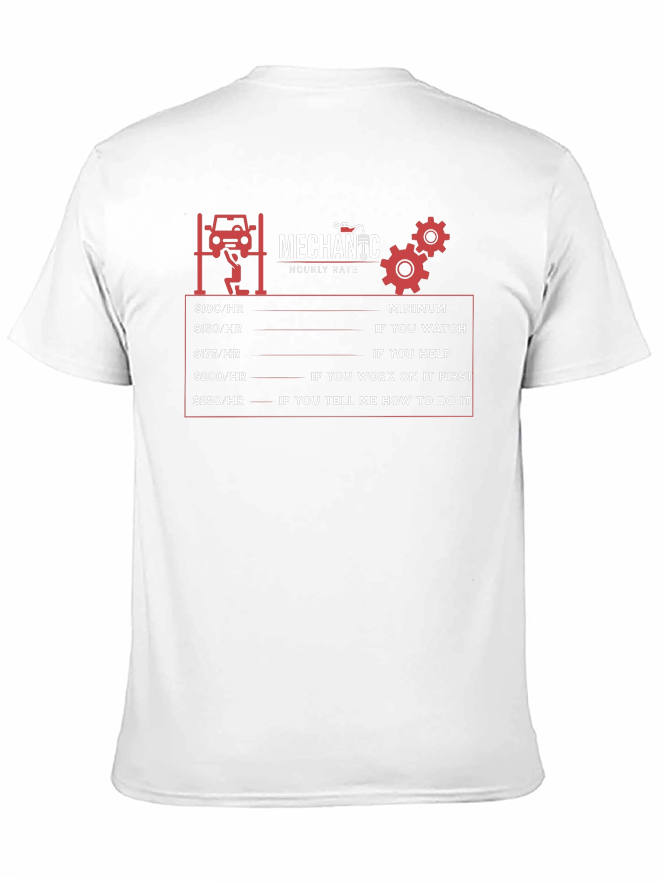 Mechanic Hourly Rate Humor Graphic T-Shirt