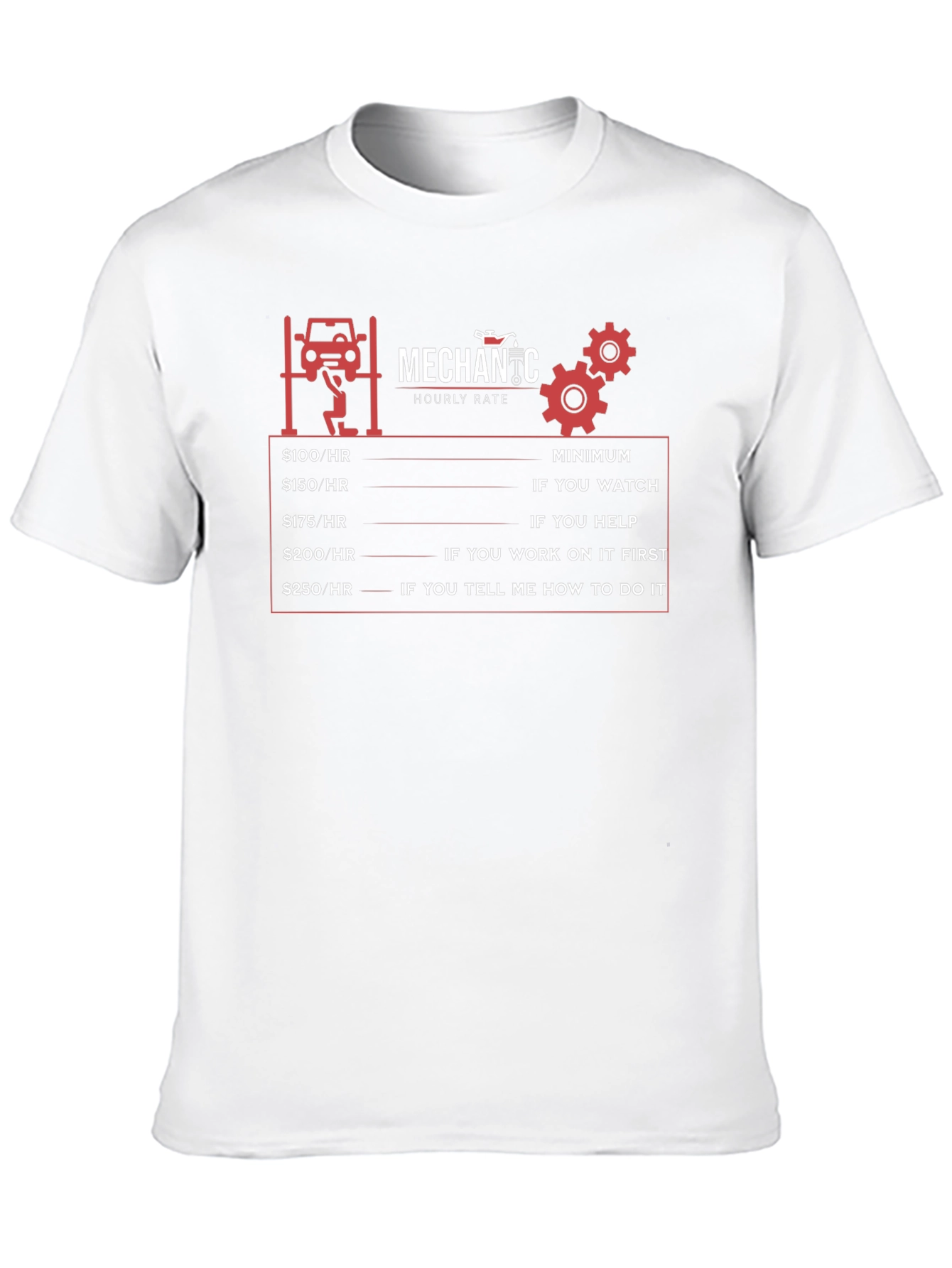 Mechanic Hourly Rate Humor Graphic T-Shirt