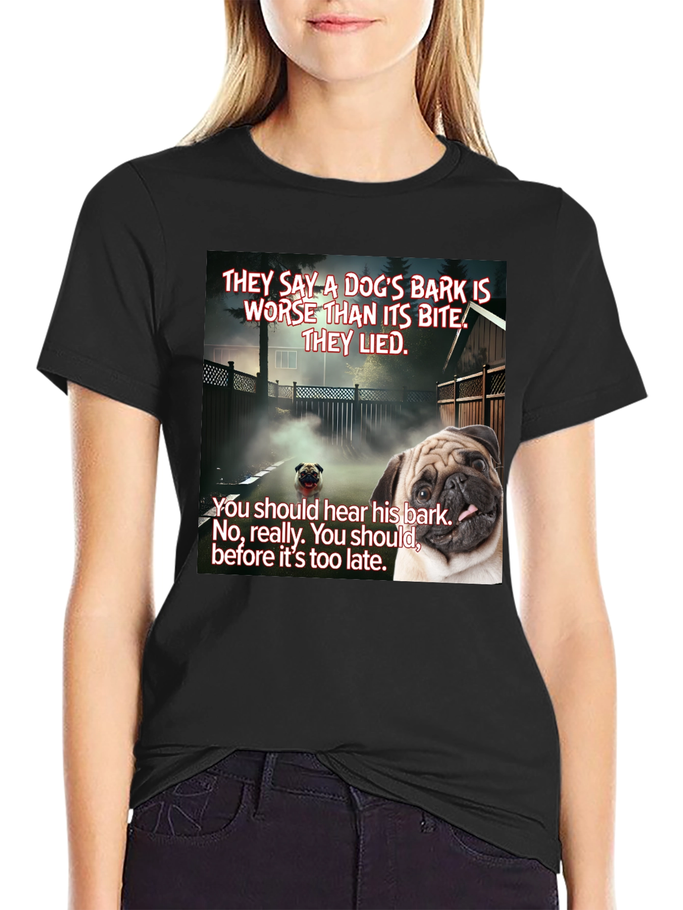 Dogs Bark Pug Graphic T-Shirt
