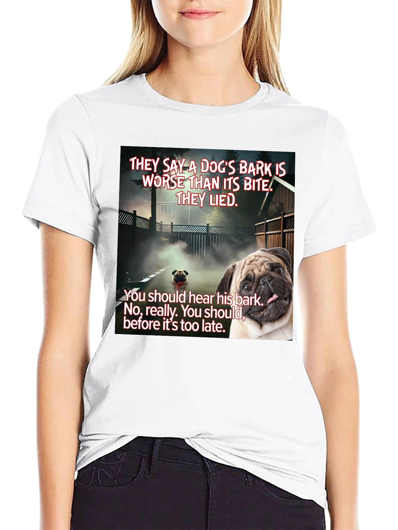 Dogs Bark Pug Graphic T-Shirt