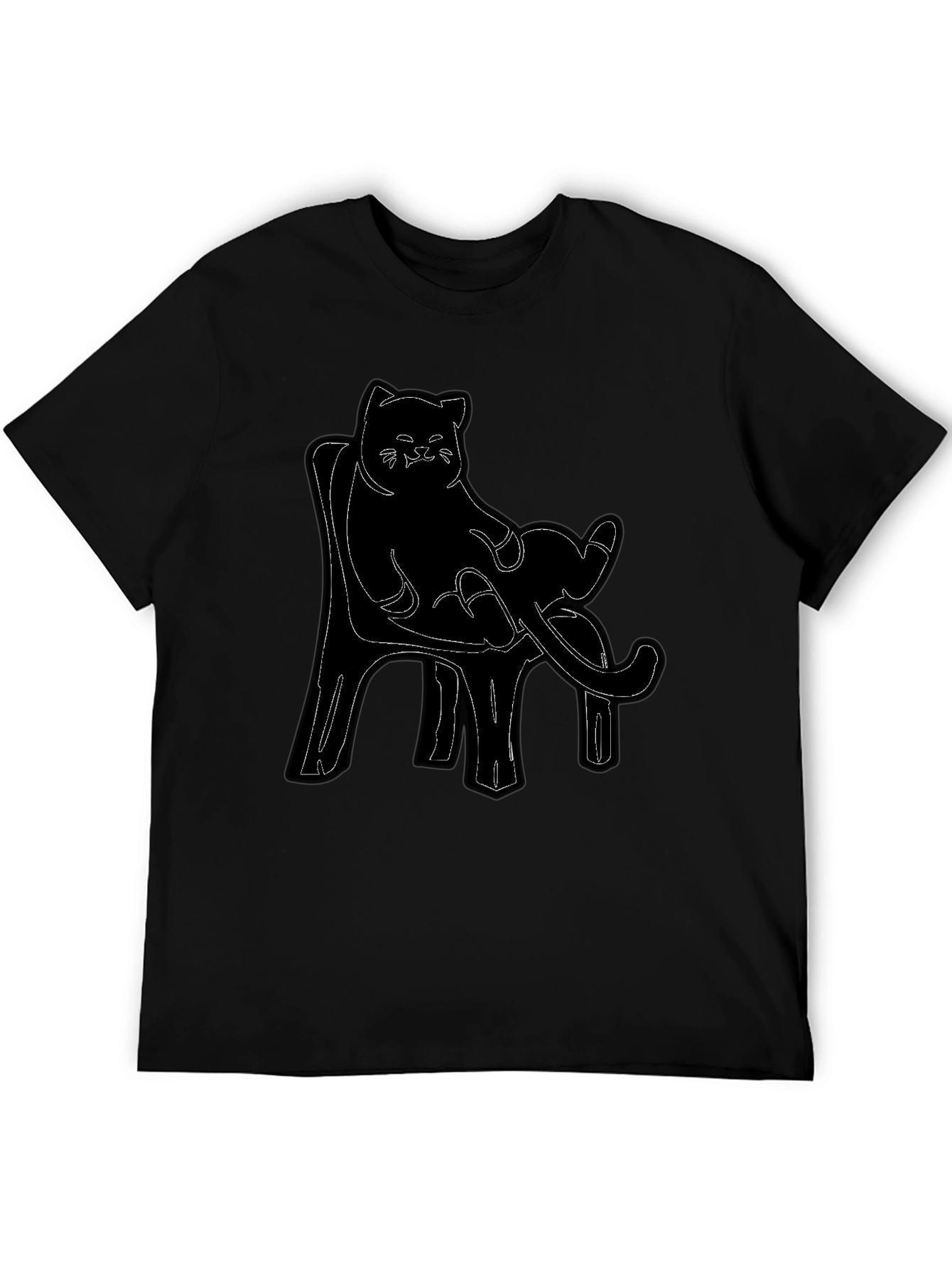Cat on Chair Graphic Tee - Black