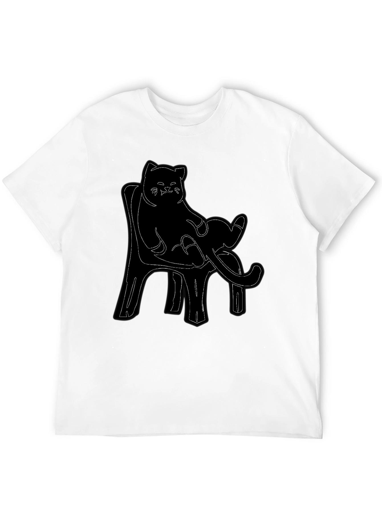 Cat on Chair Graphic Tee - Black
