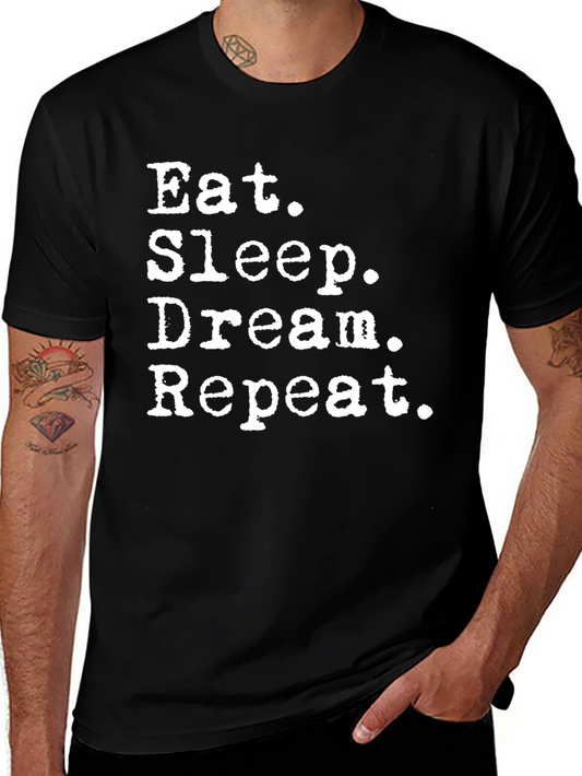 Eat Sleep Dream Repeat Black Graphic Tee