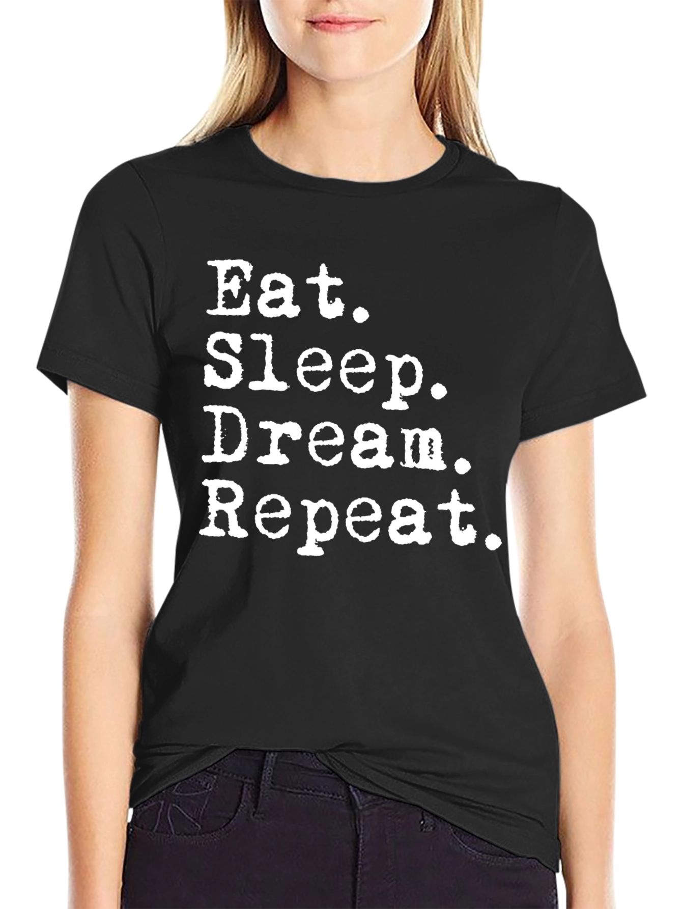 Eat Sleep Dream Repeat Black Graphic Tee