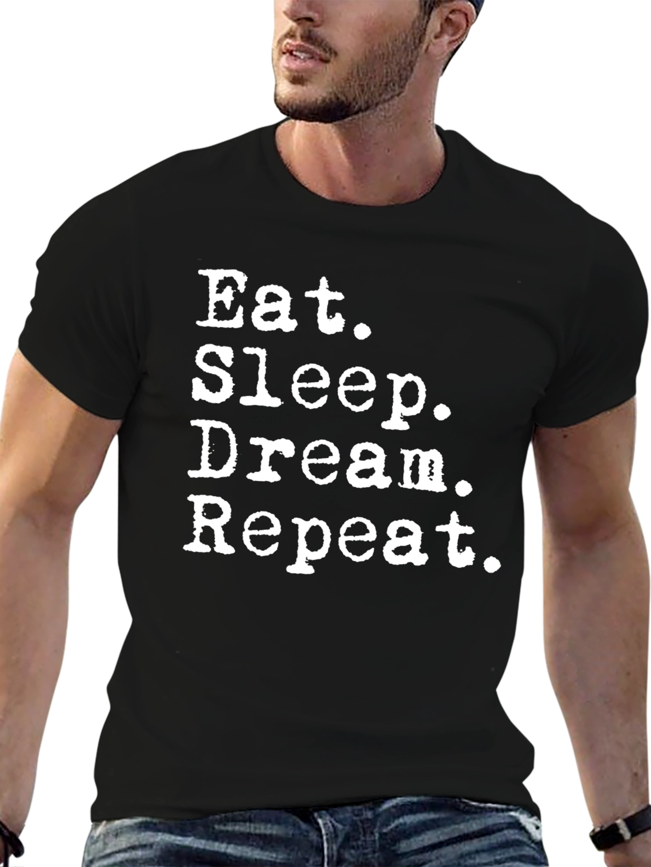 Eat Sleep Dream Repeat Black Graphic Tee