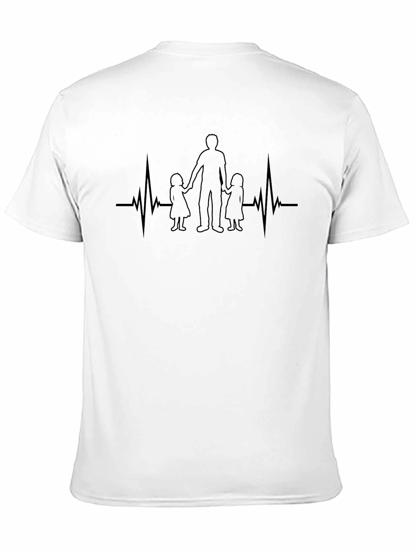 Dad and Daughters Heartbeat Black T-Shirt