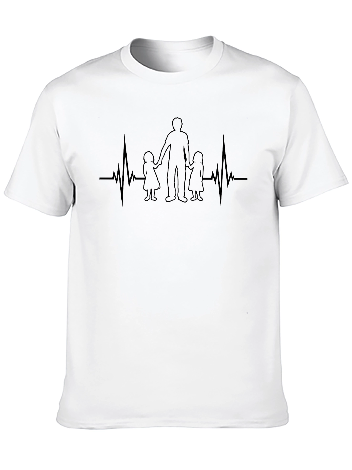 Dad and Daughters Heartbeat Black T-Shirt