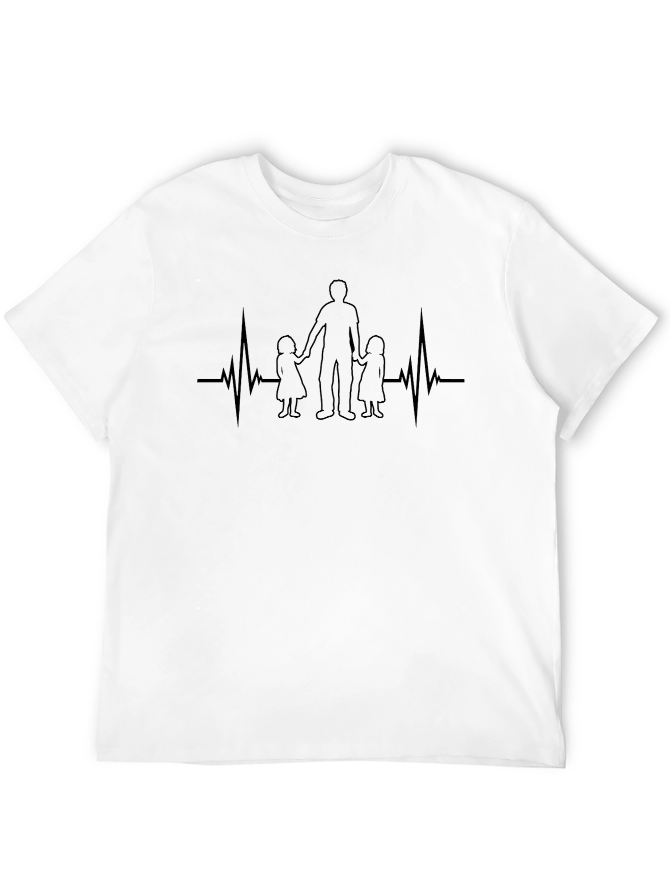 Dad and Daughters Heartbeat Black T-Shirt