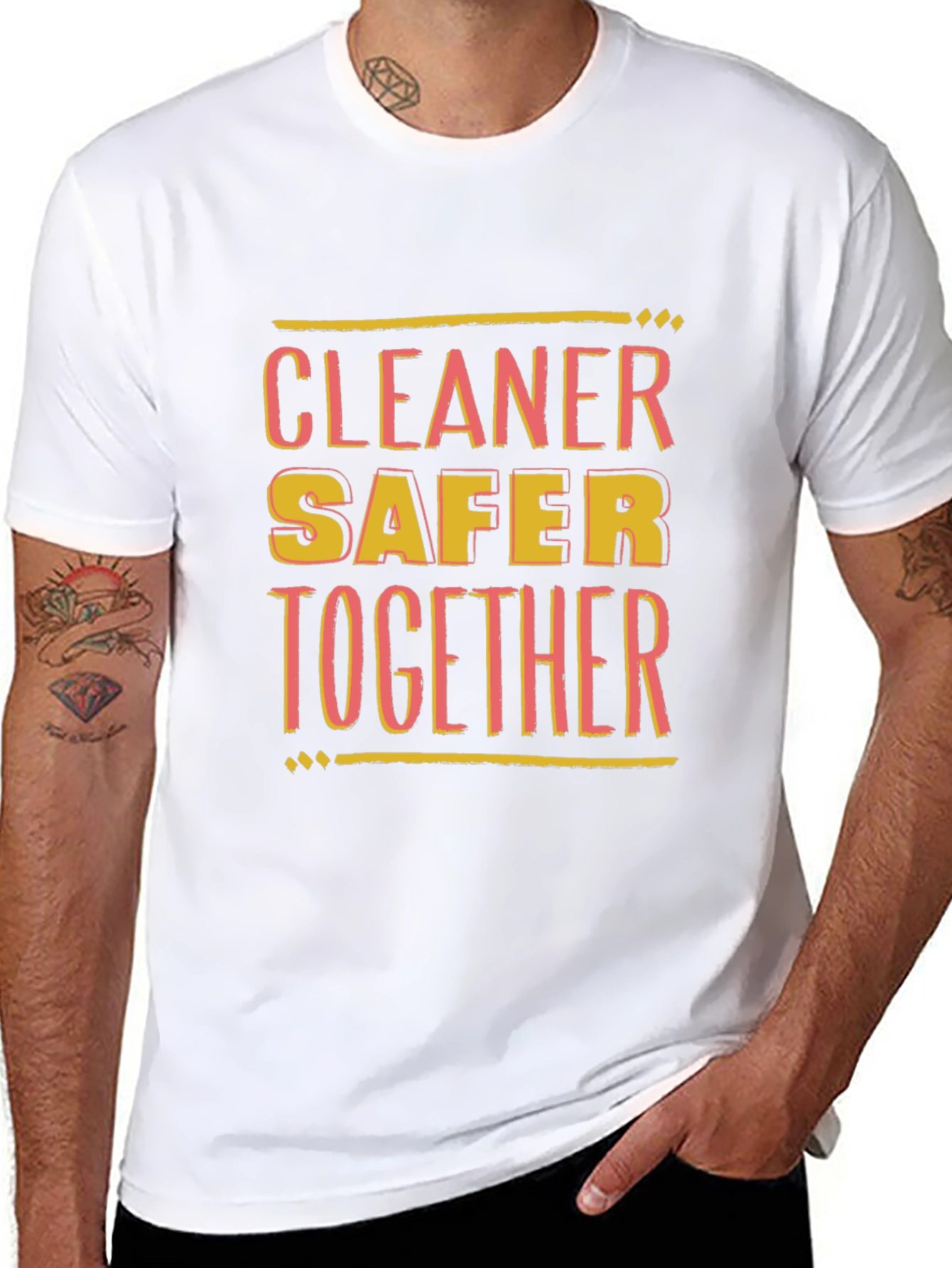 Cleaner Safer Together Black Graphic T-Shirt