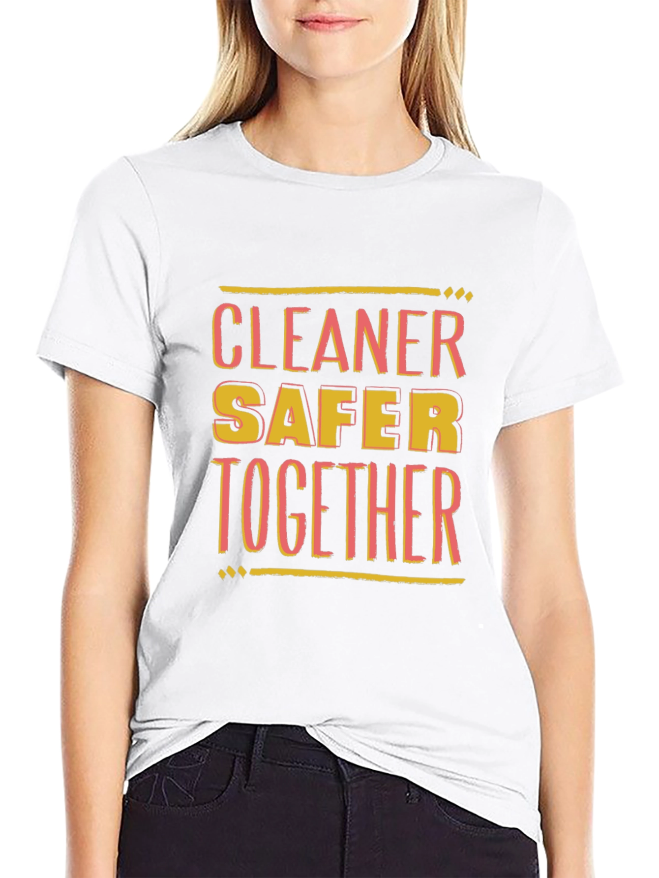 Cleaner Safer Together Black Graphic T-Shirt