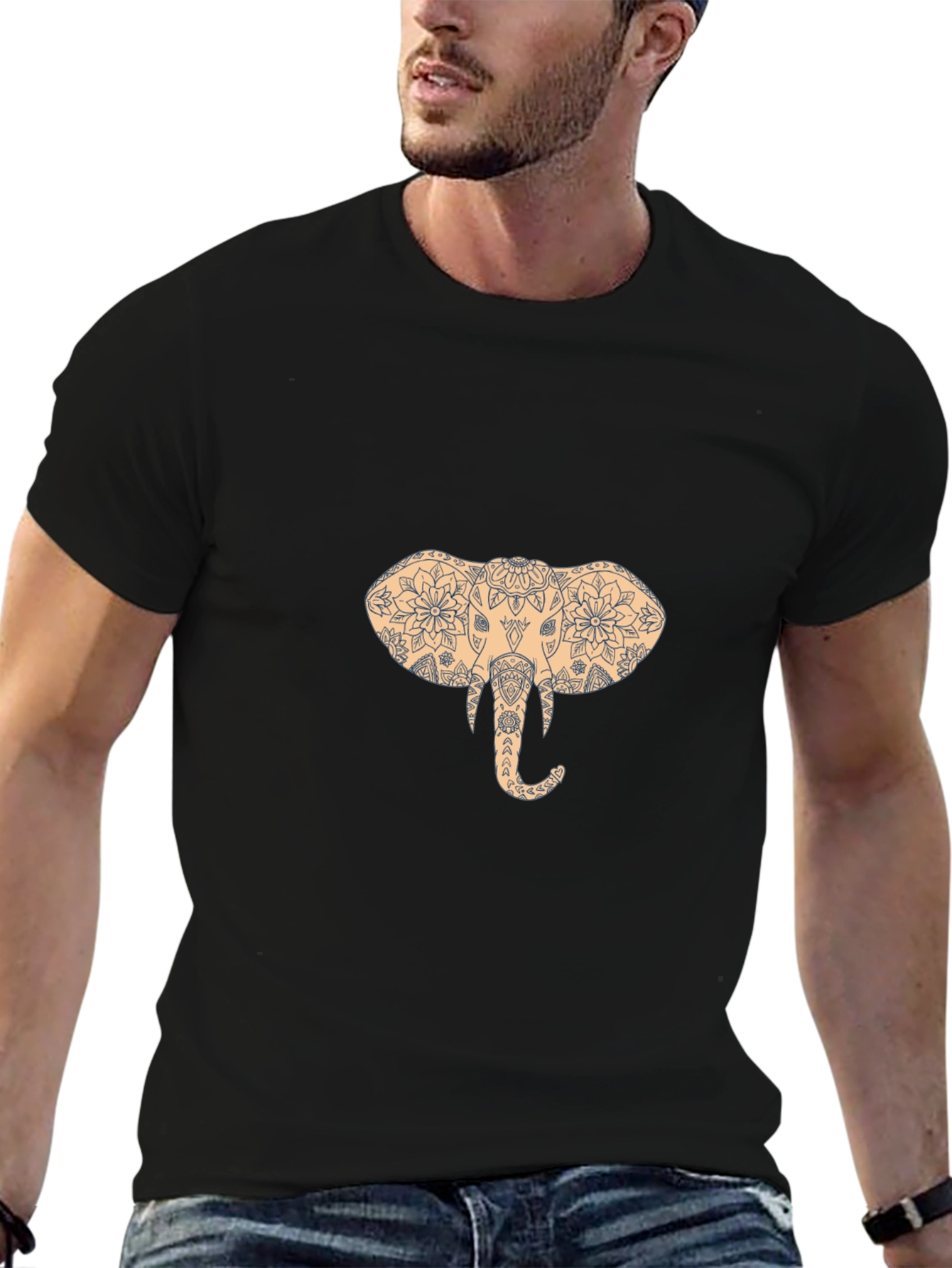 Elephant Mandala Graphic Print T-Shirt