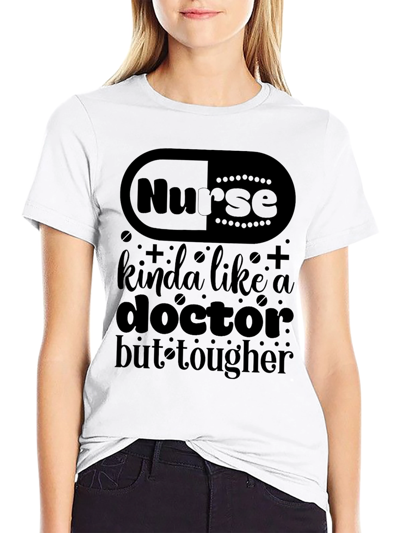 Nurse Tougher Than a Doctor Black Graphic T-Shirt