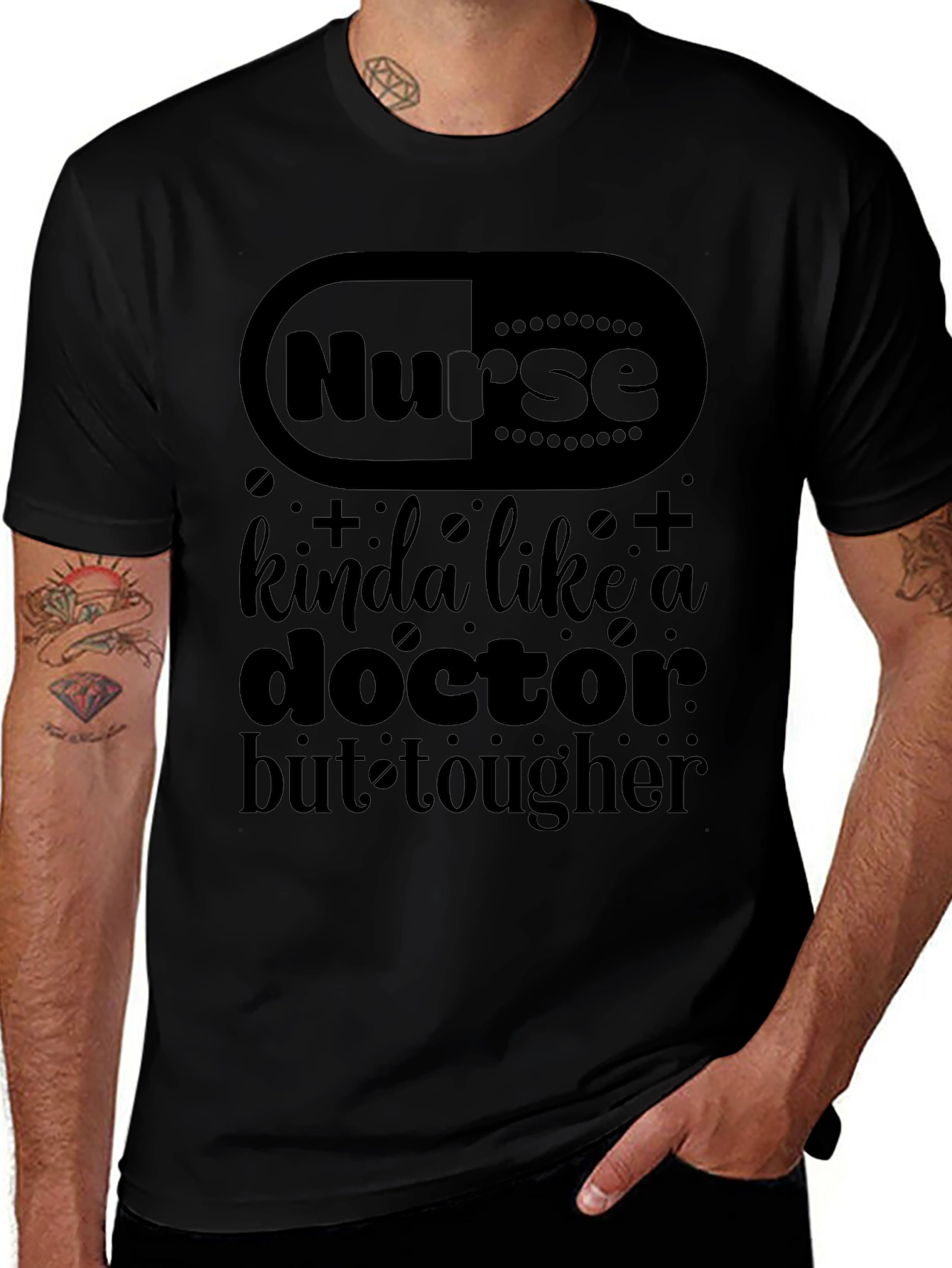 Nurse Tougher Than a Doctor Black Graphic T-Shirt