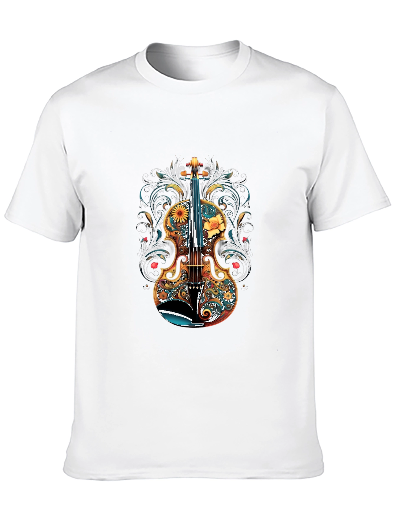 Floral Violin Graphic T-Shirt