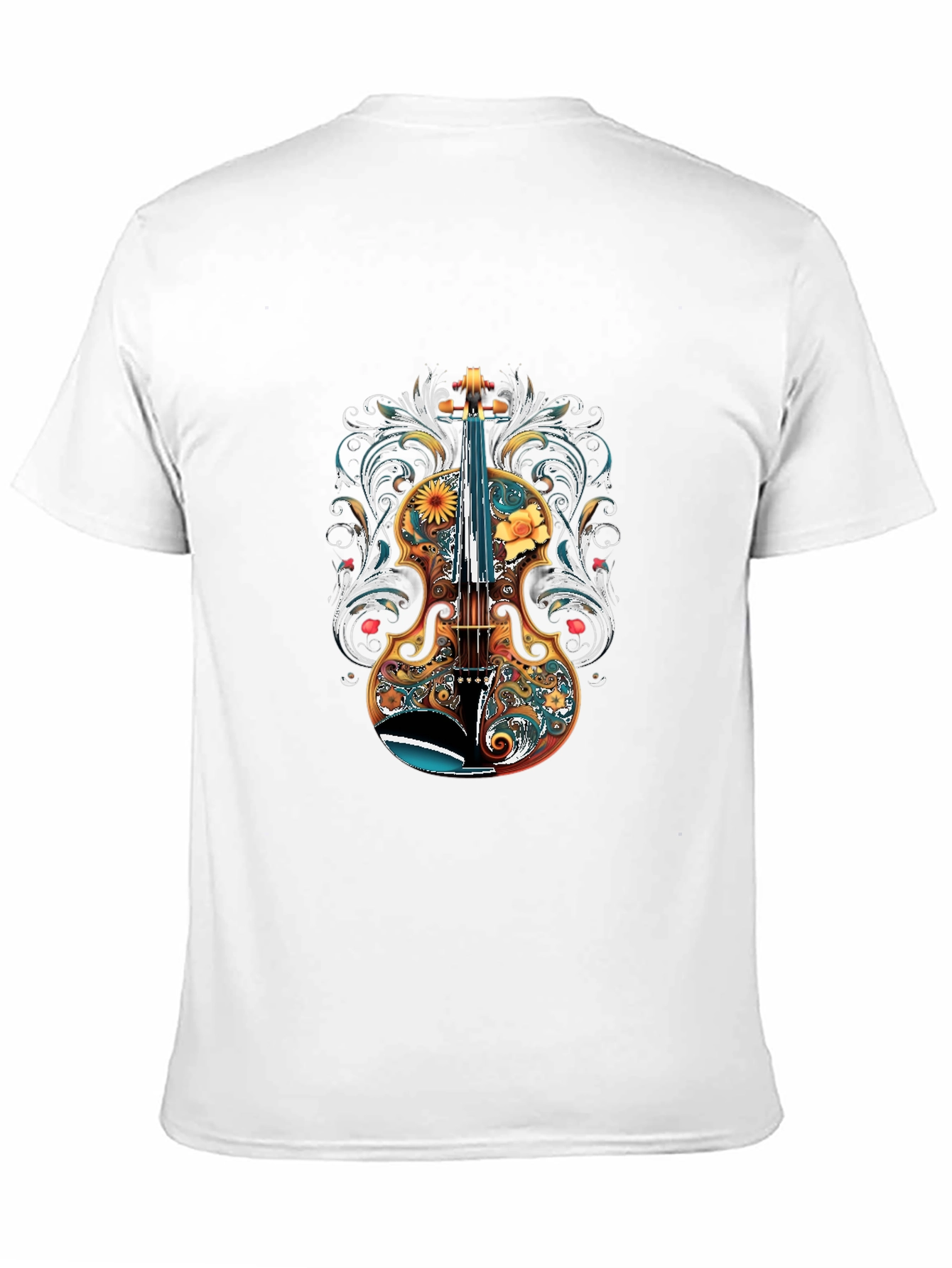Floral Violin Graphic T-Shirt