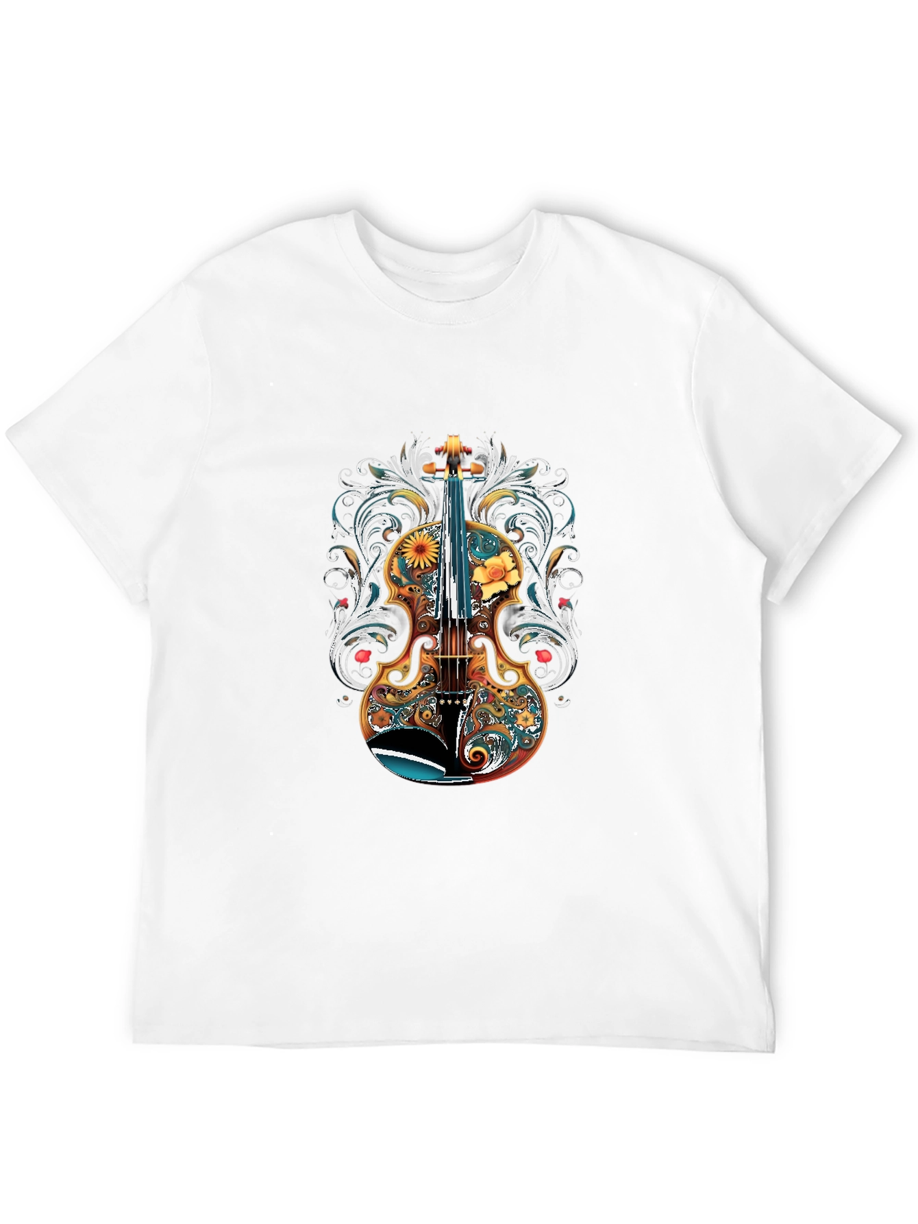 Floral Violin Graphic T-Shirt