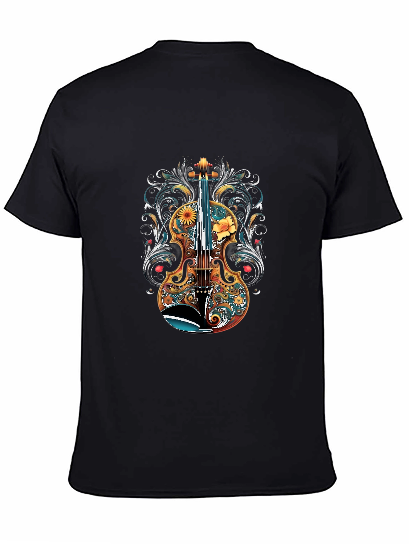 Floral Violin Graphic T-Shirt