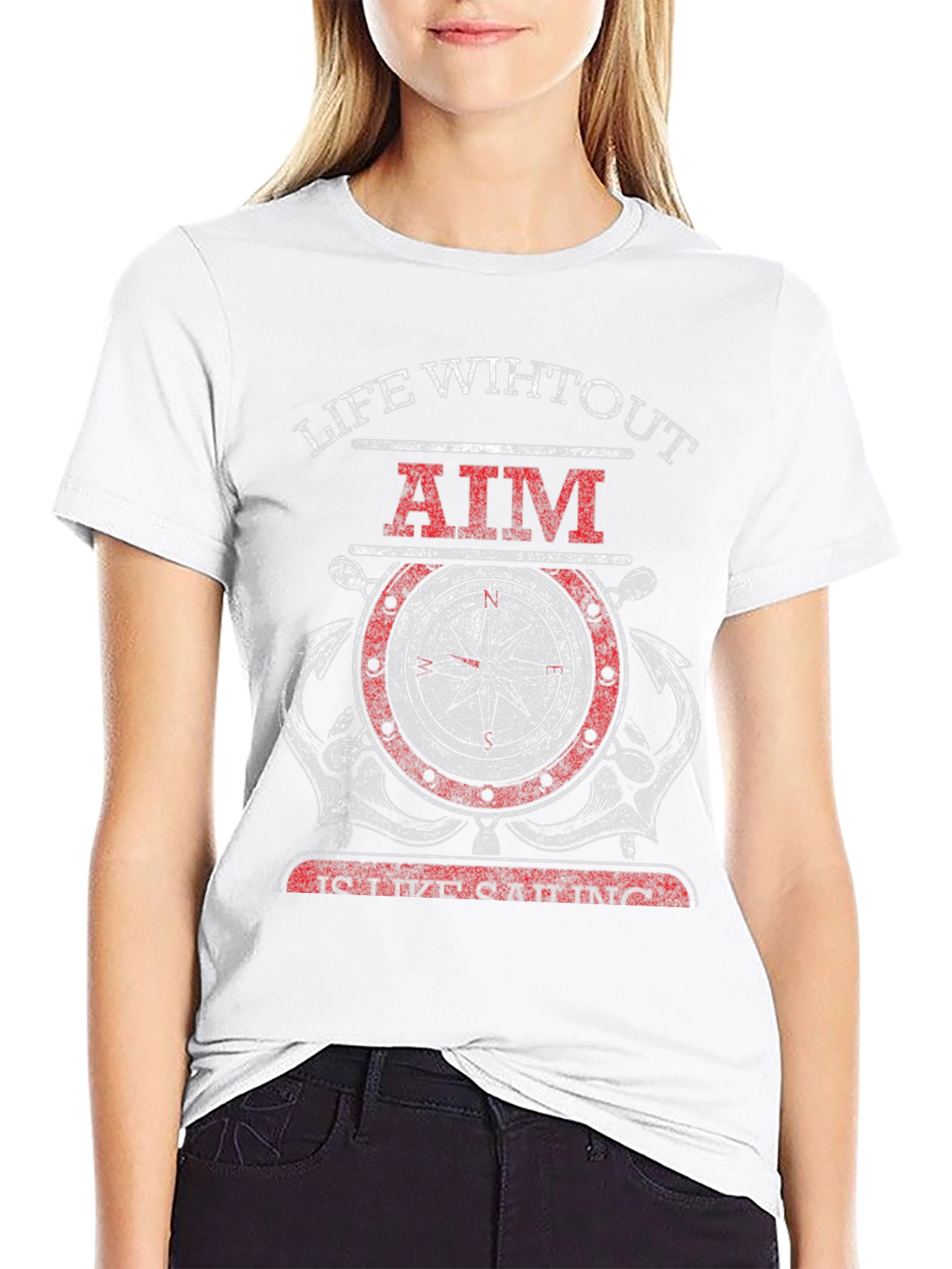 Life Without Aim Compass Graphic T-Shirt