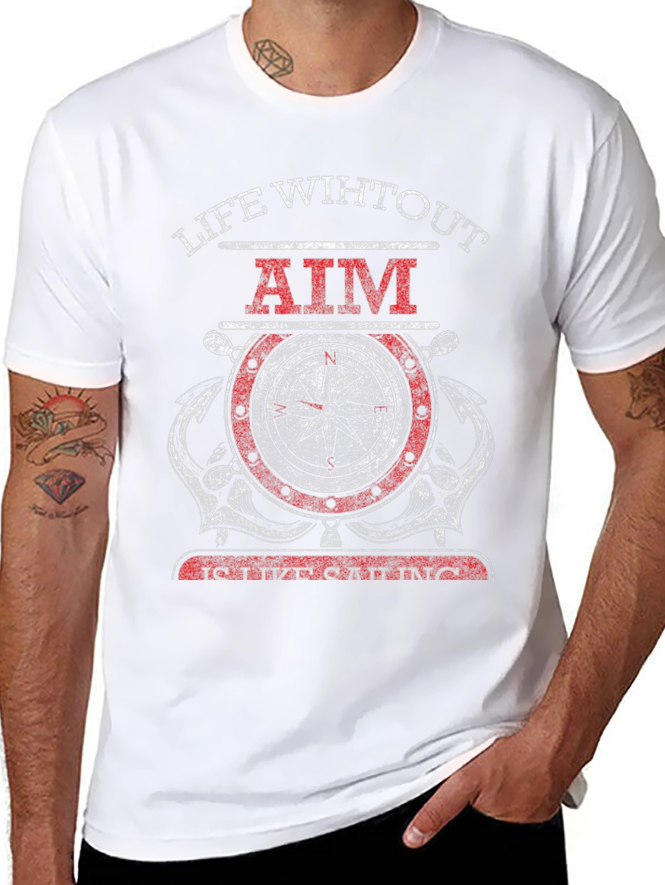 Life Without Aim Compass Graphic T-Shirt