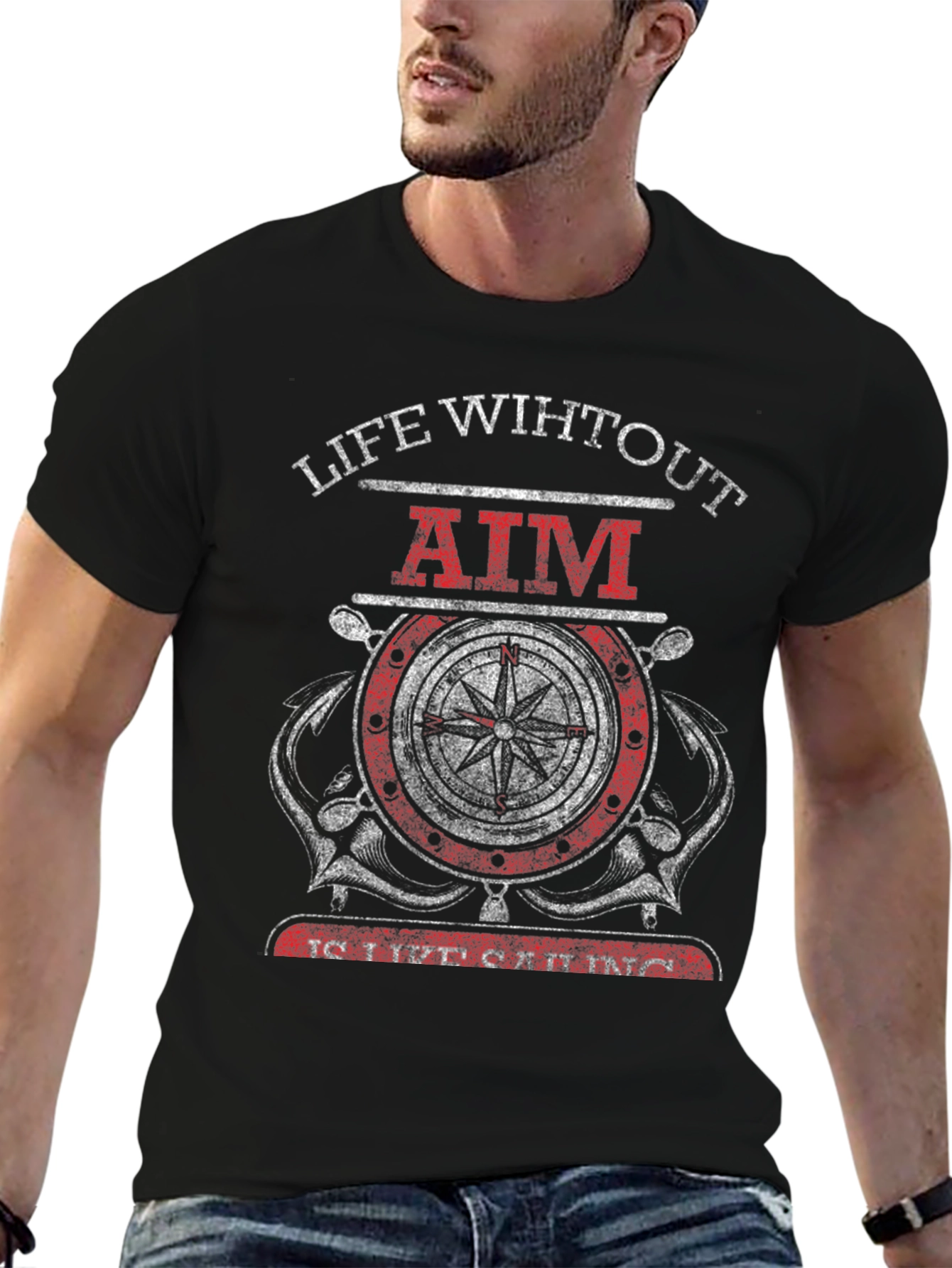 Life Without Aim Compass Graphic T-Shirt