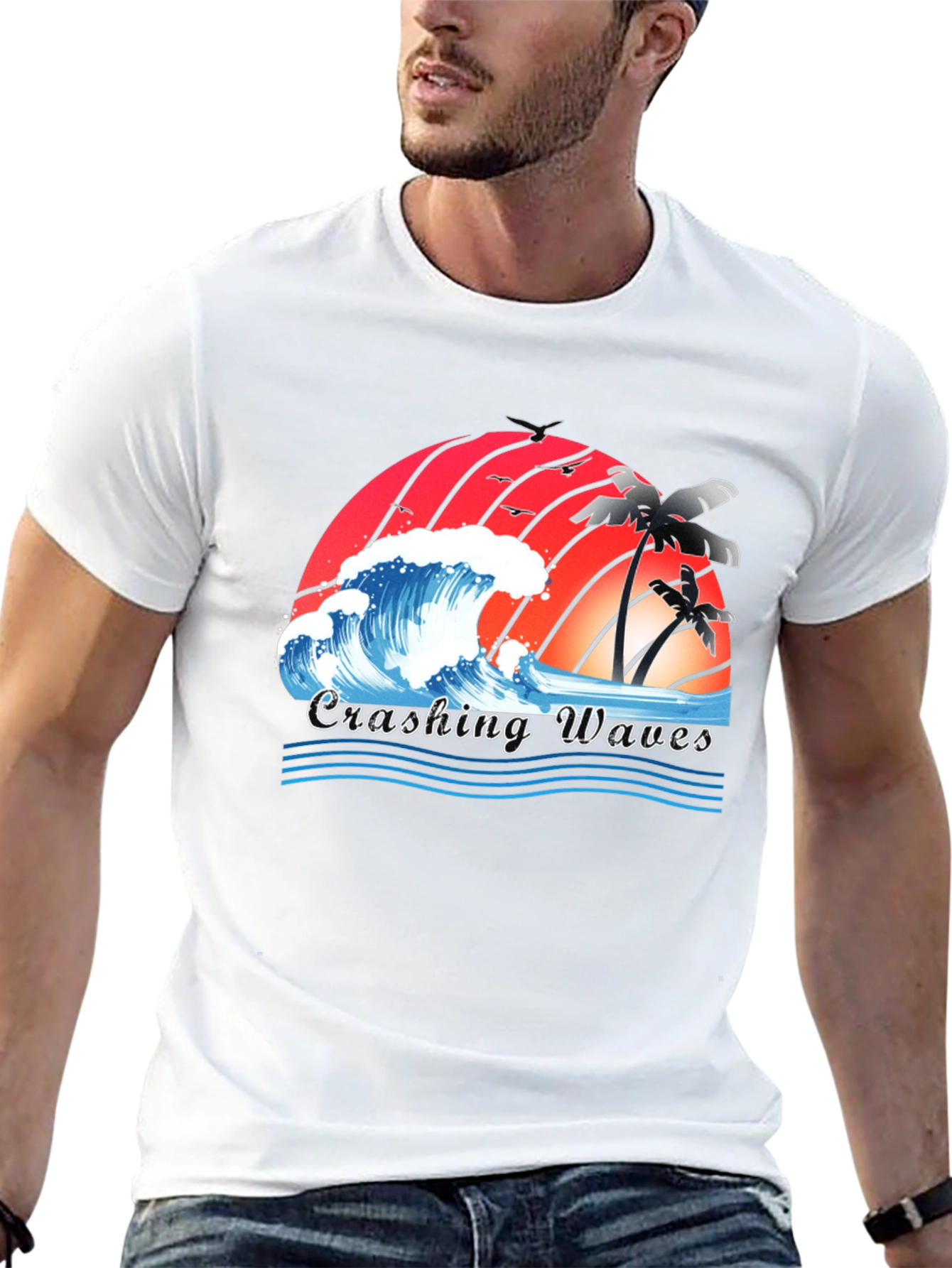 Crashing Waves Graphic Tee - Tropical Beach Vibes