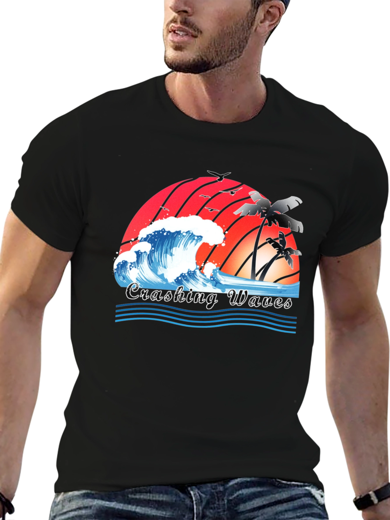 Crashing Waves Graphic Tee - Tropical Beach Vibes