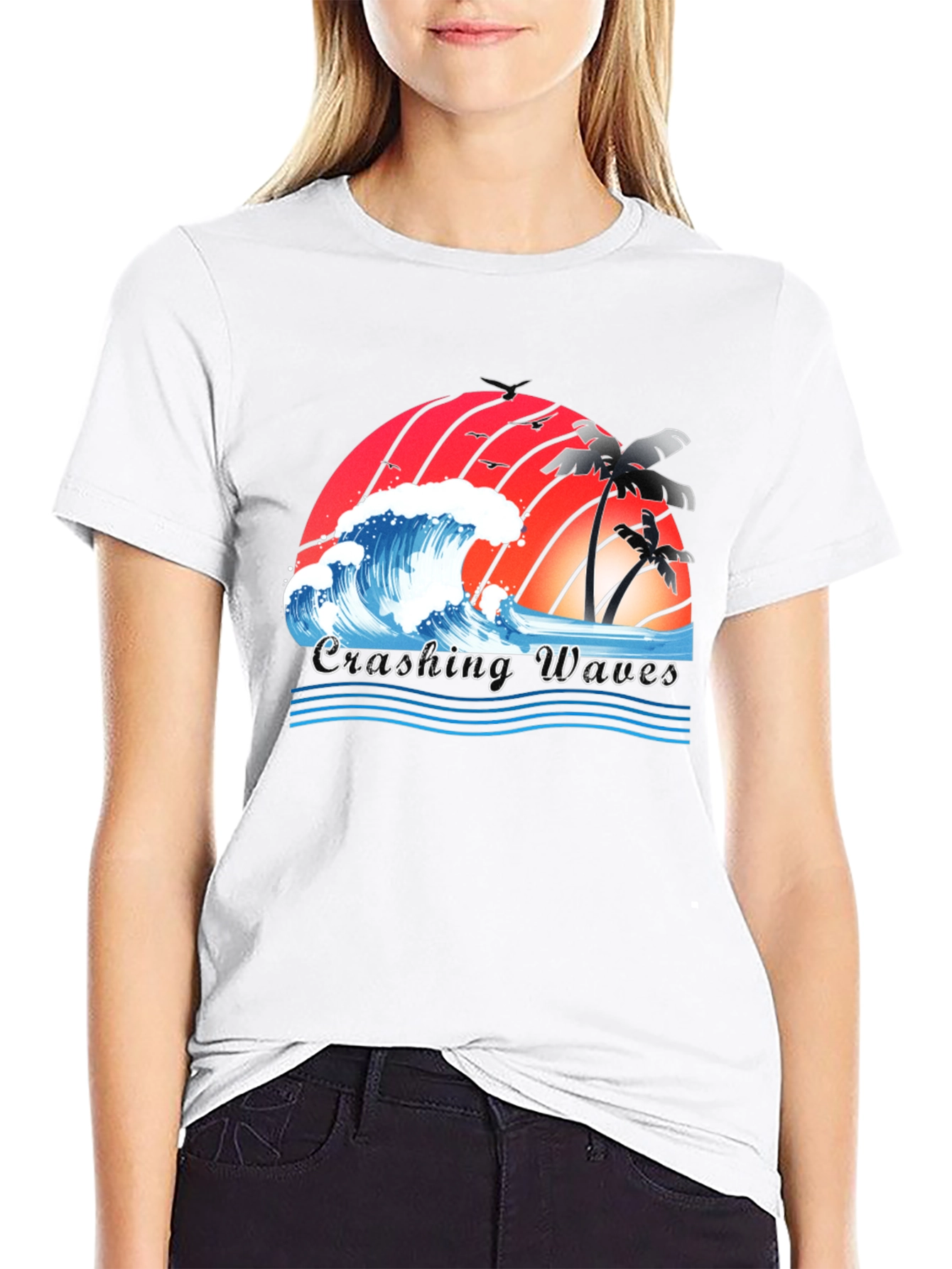 Crashing Waves Graphic Tee - Tropical Beach Vibes