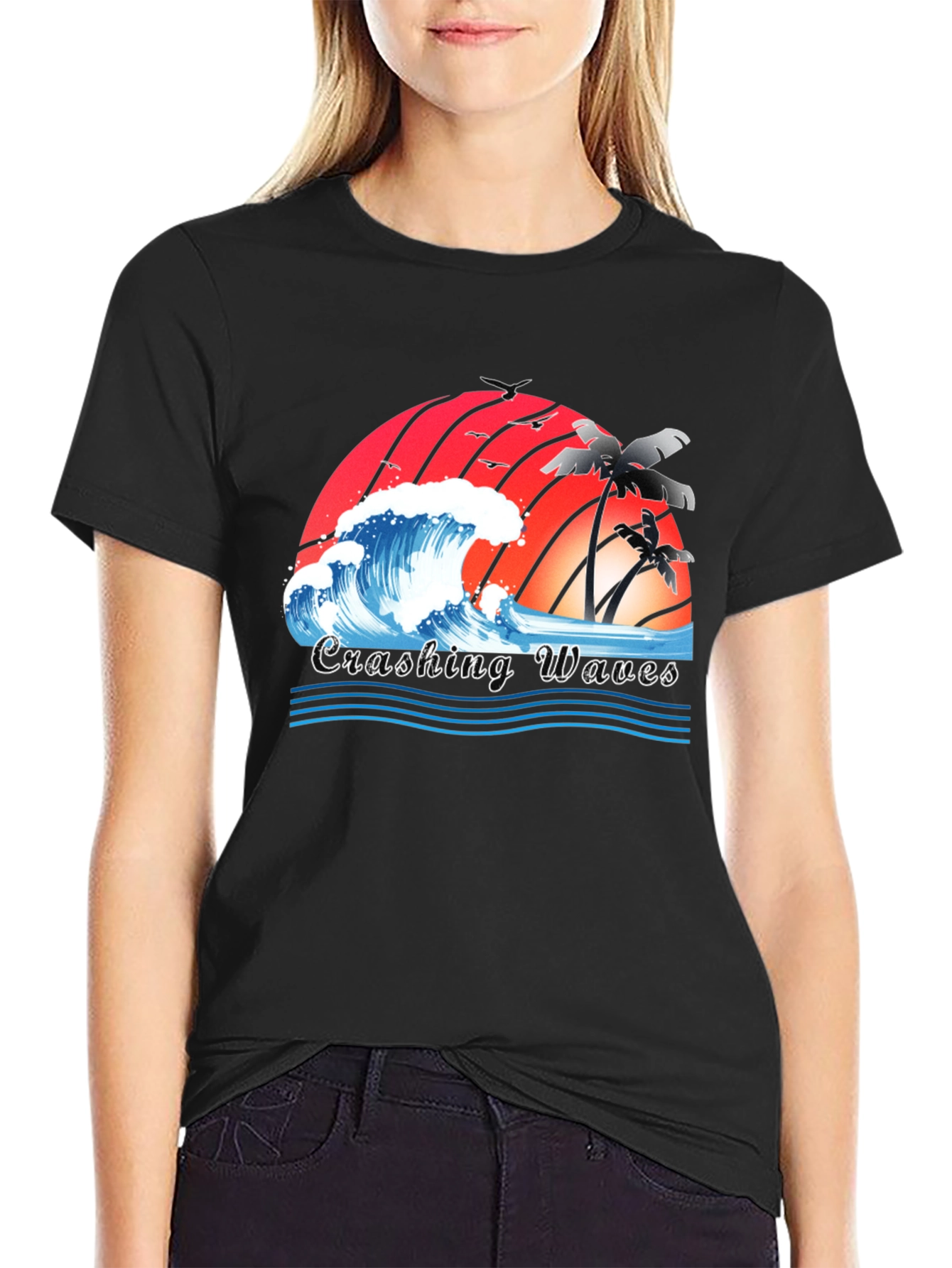 Crashing Waves Graphic Tee - Tropical Beach Vibes
