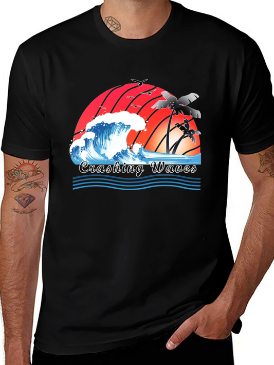 Crashing Waves Graphic Tee - Tropical Beach Vibes