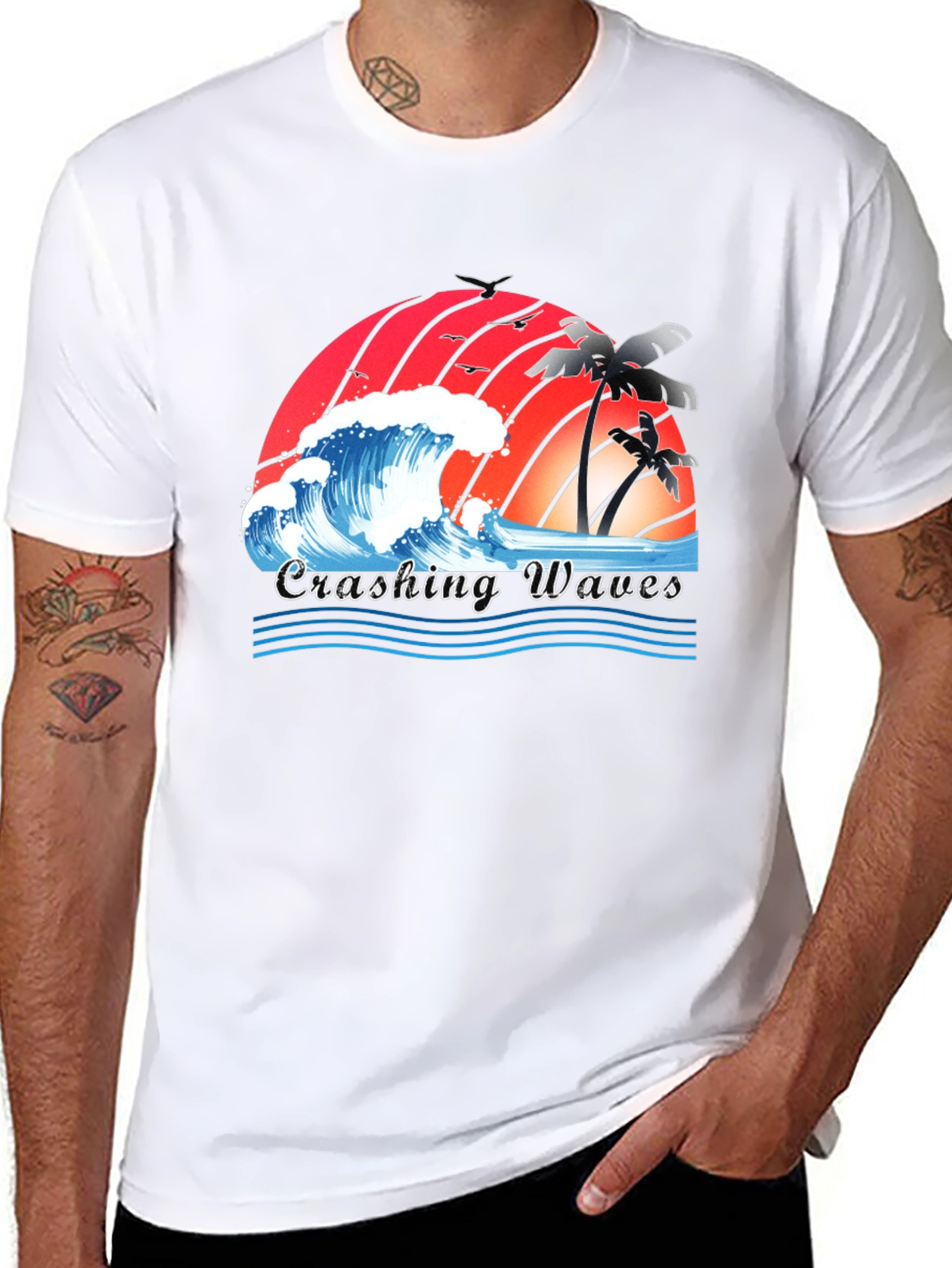 Crashing Waves Graphic Tee - Tropical Beach Vibes