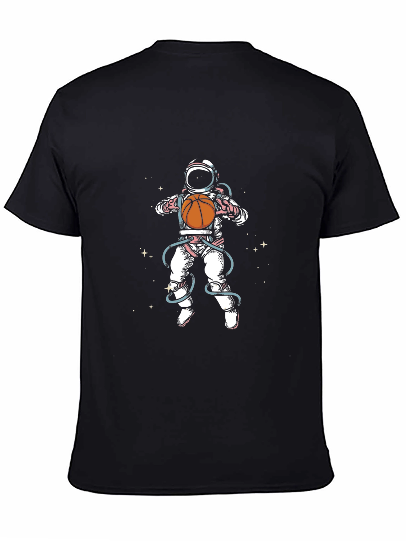 Astronaut Basketball Graphic Tee - Black Cotton Blend