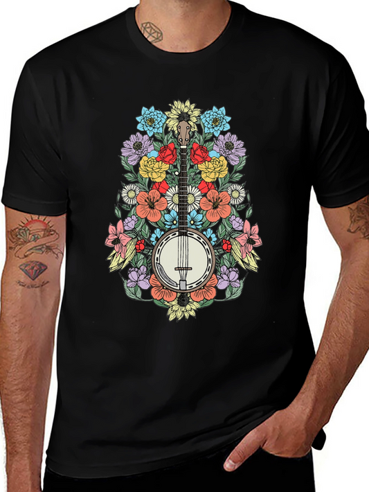 Banjo & Flowers Graphic Tee - Black T-Shirt