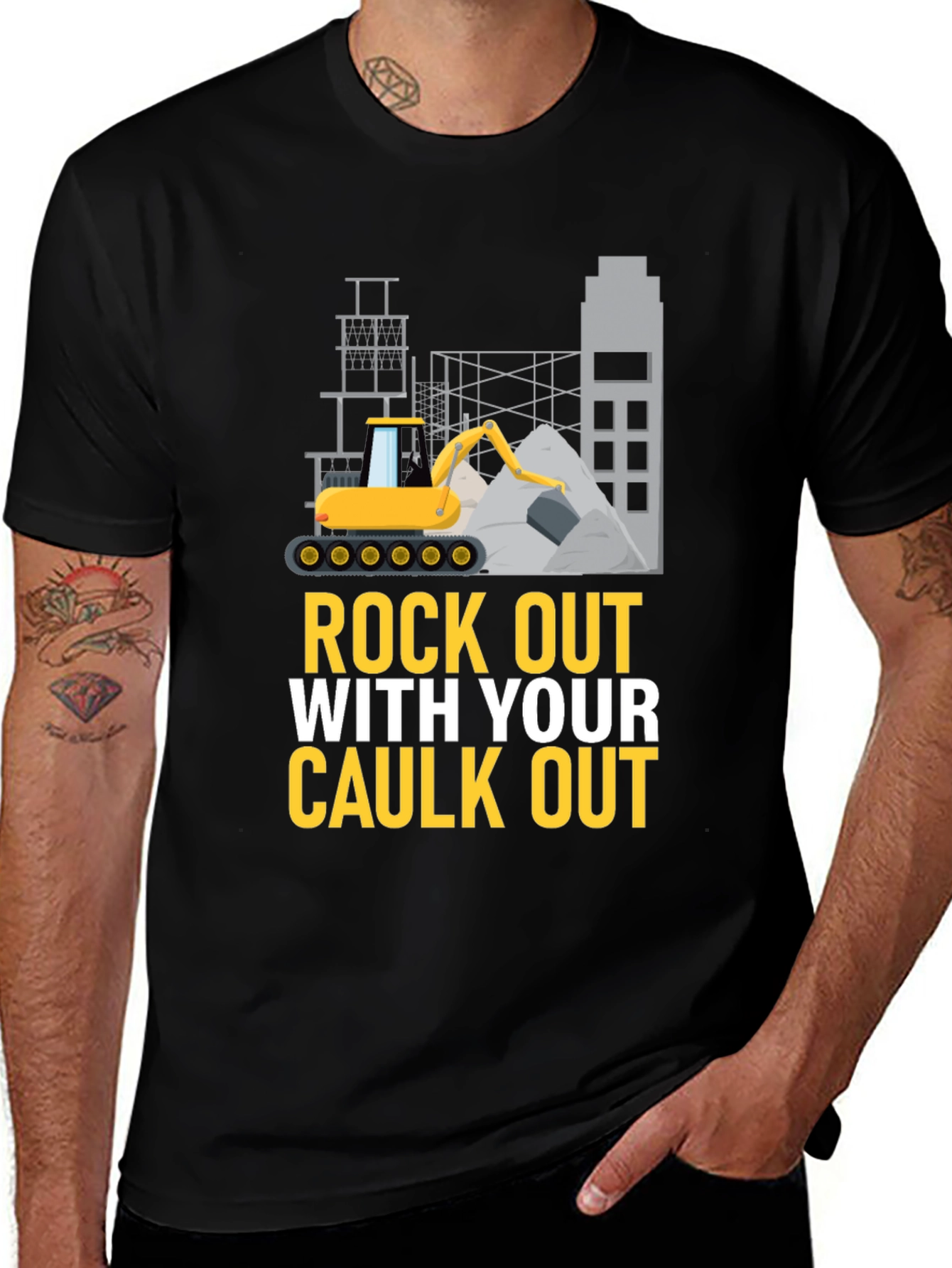 Rock Out With Your Caulk Out Mens Black T-Shirt