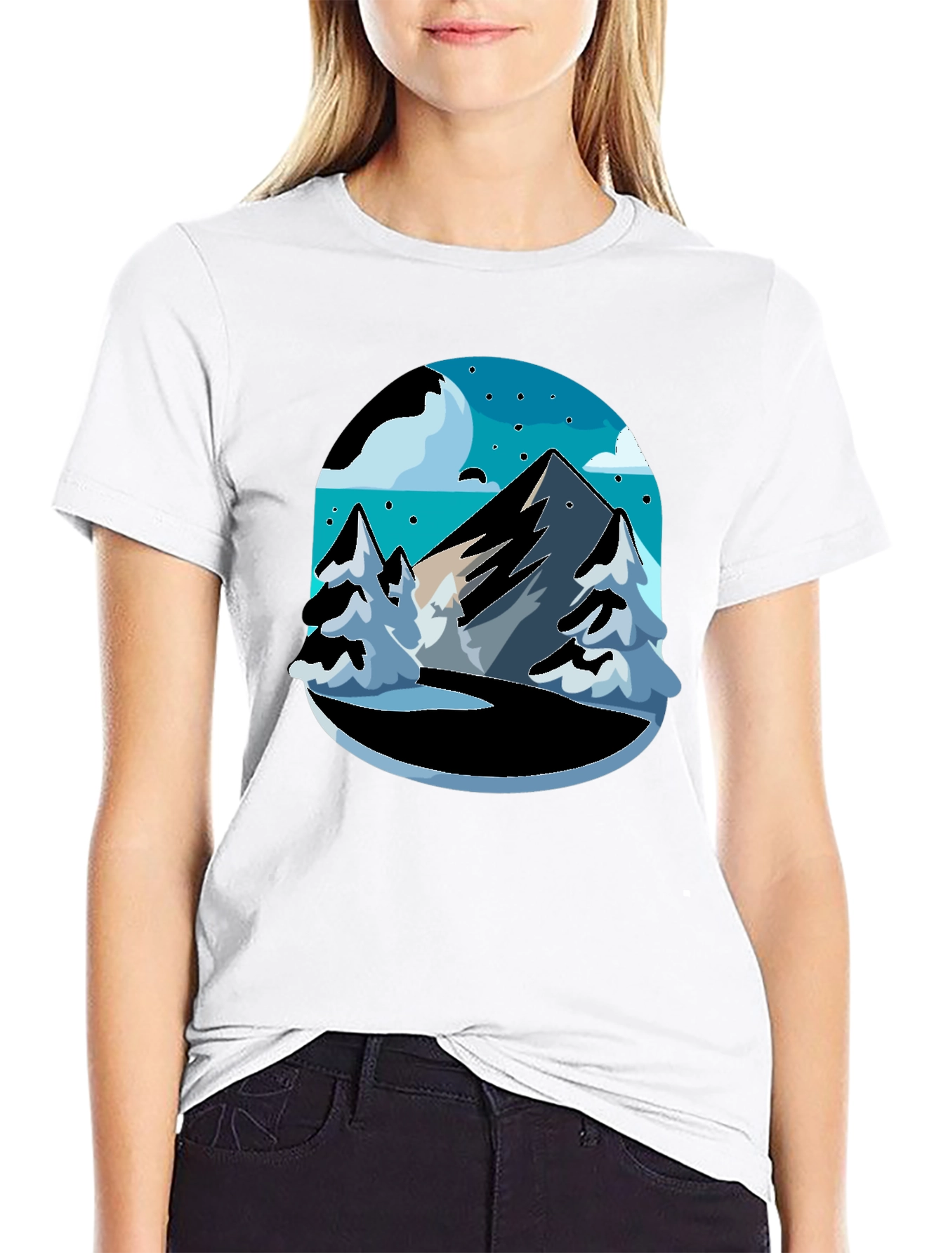 Mountain Scene Black Tee - Adventure Ready!