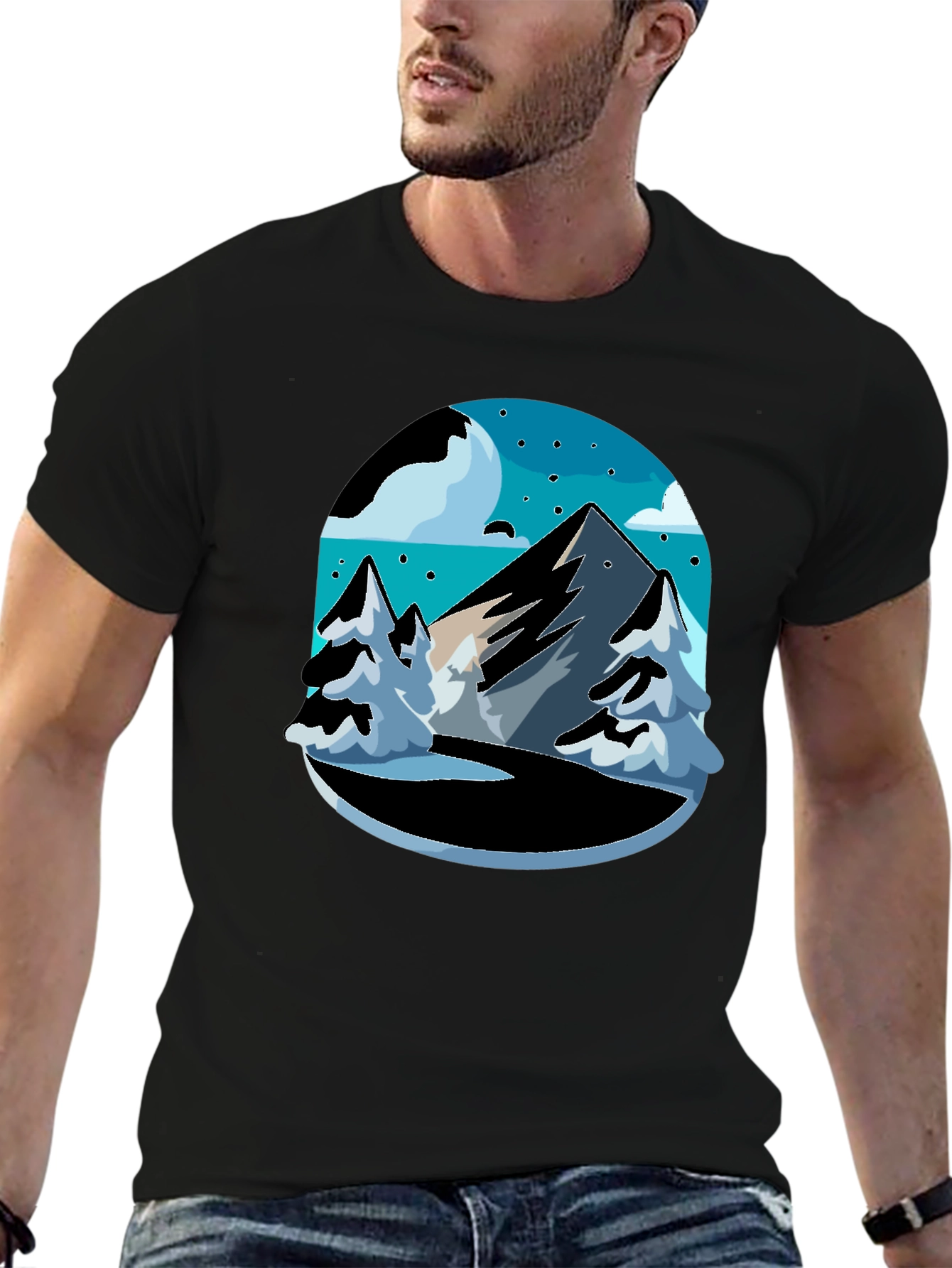Mountain Scene Black Tee - Adventure Ready!