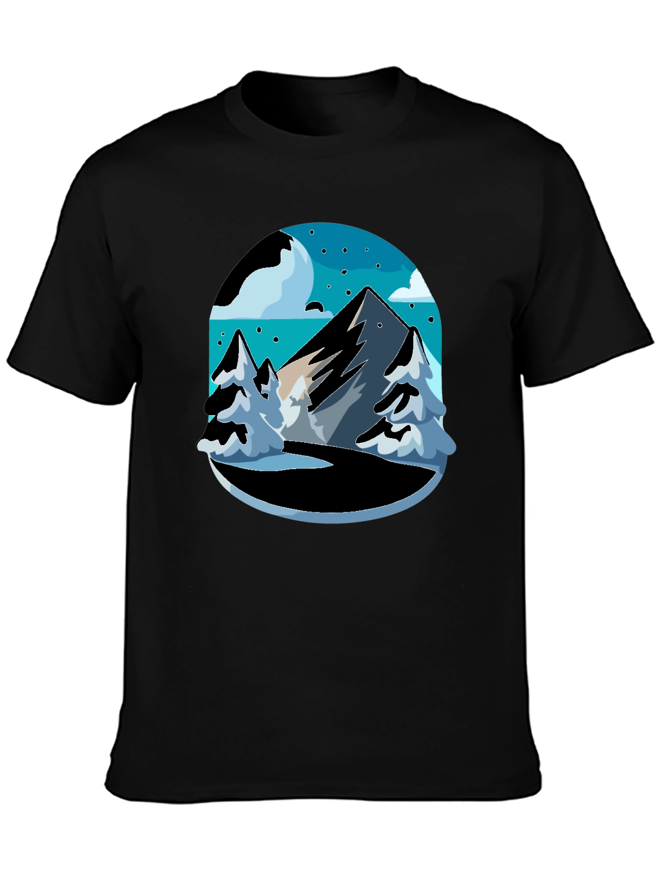 Mountain Scene Black Tee - Adventure Ready!