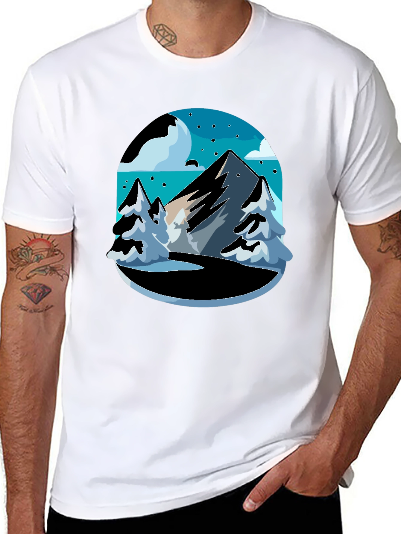 Mountain Scene Black Tee - Adventure Ready!