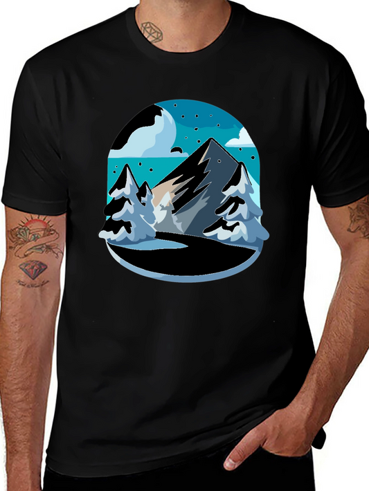 Mountain Scene Black Tee - Adventure Ready!