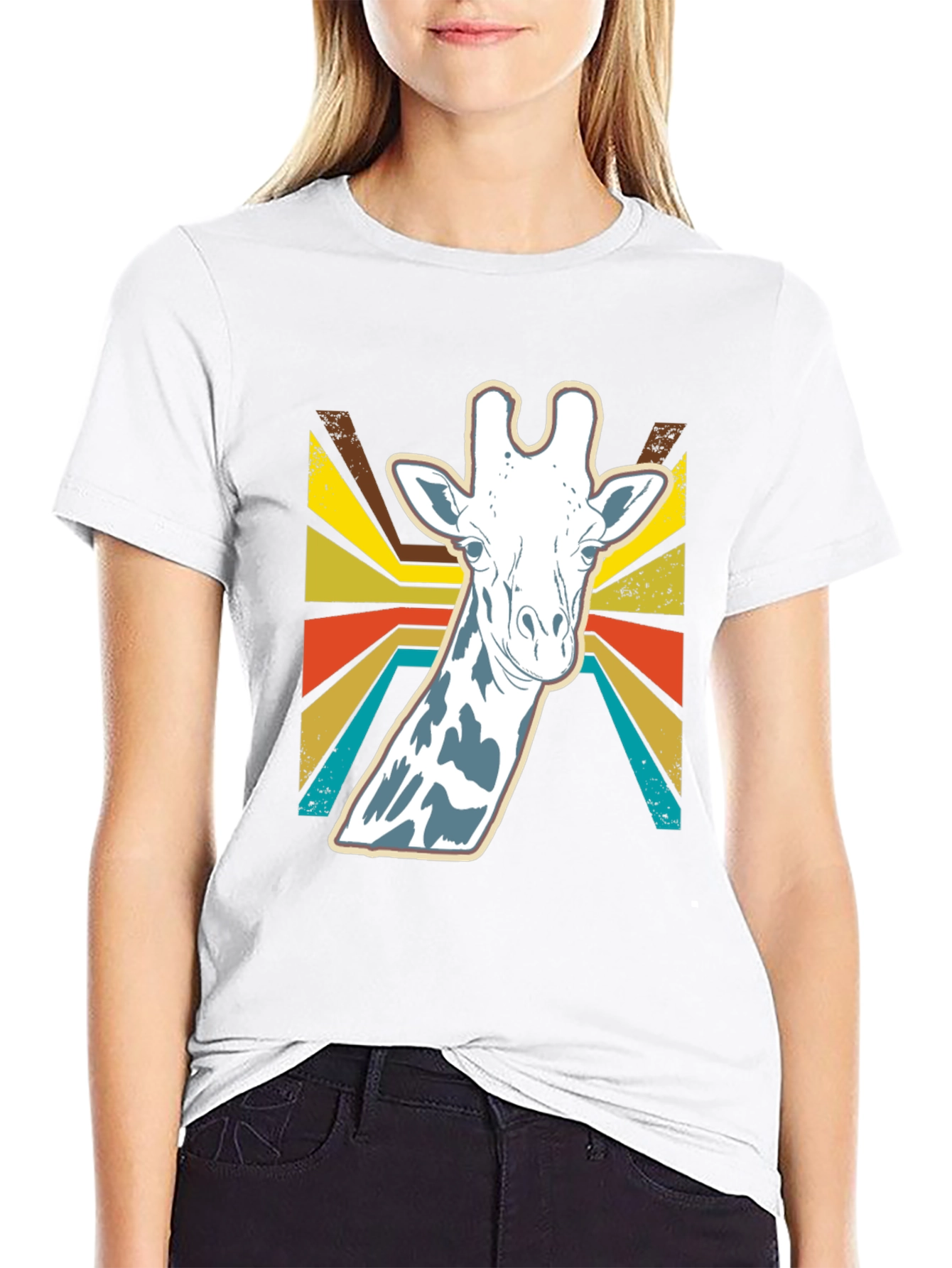 Retro Giraffe Graphic Tee - Stylish Animal Print Shirt
