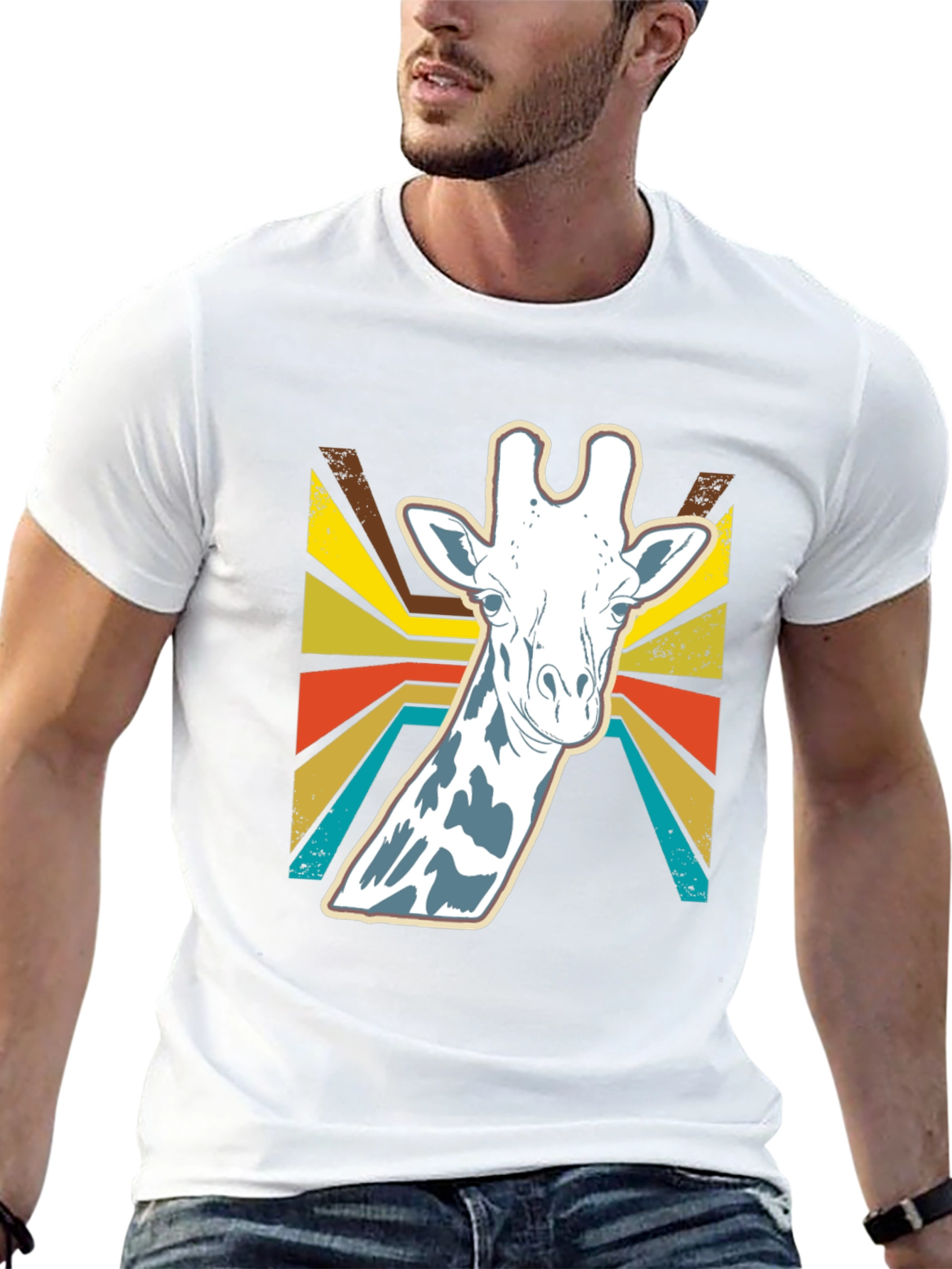 Retro Giraffe Graphic Tee - Stylish Animal Print Shirt