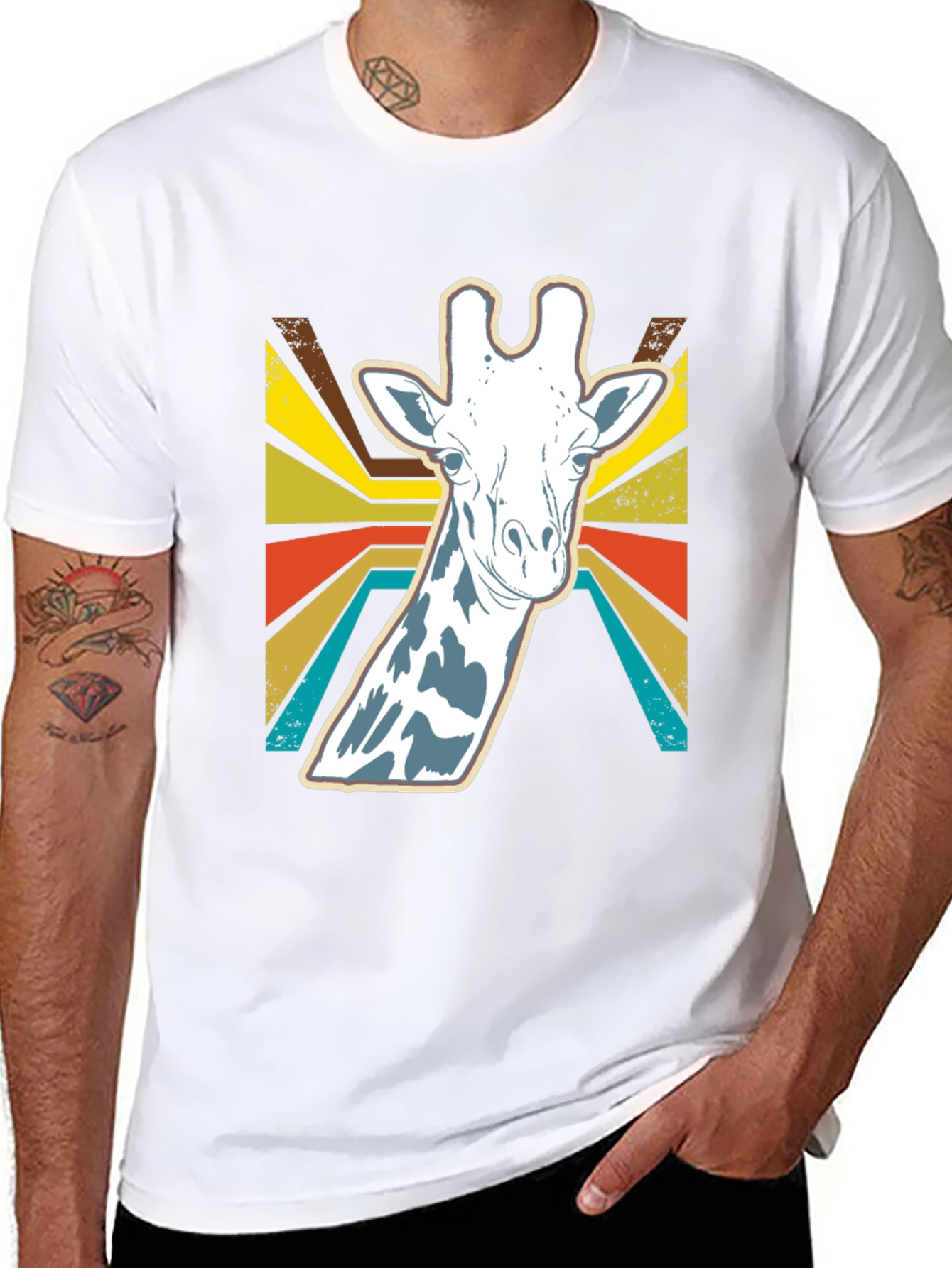 Retro Giraffe Graphic Tee - Stylish Animal Print Shirt