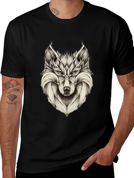 Mens Black Wolf Graphic Tee