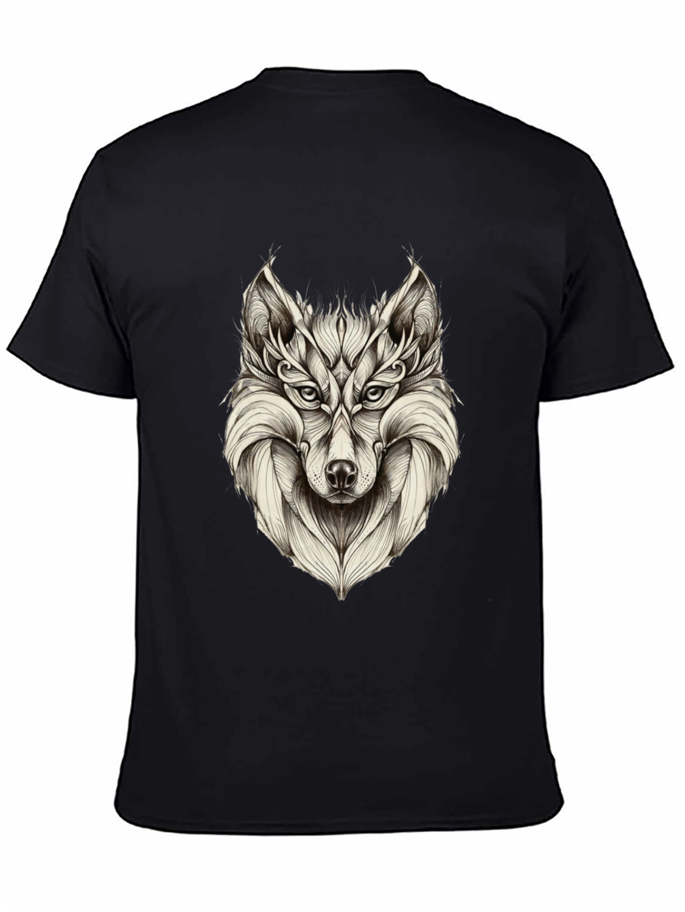Mens Black Wolf Graphic Tee