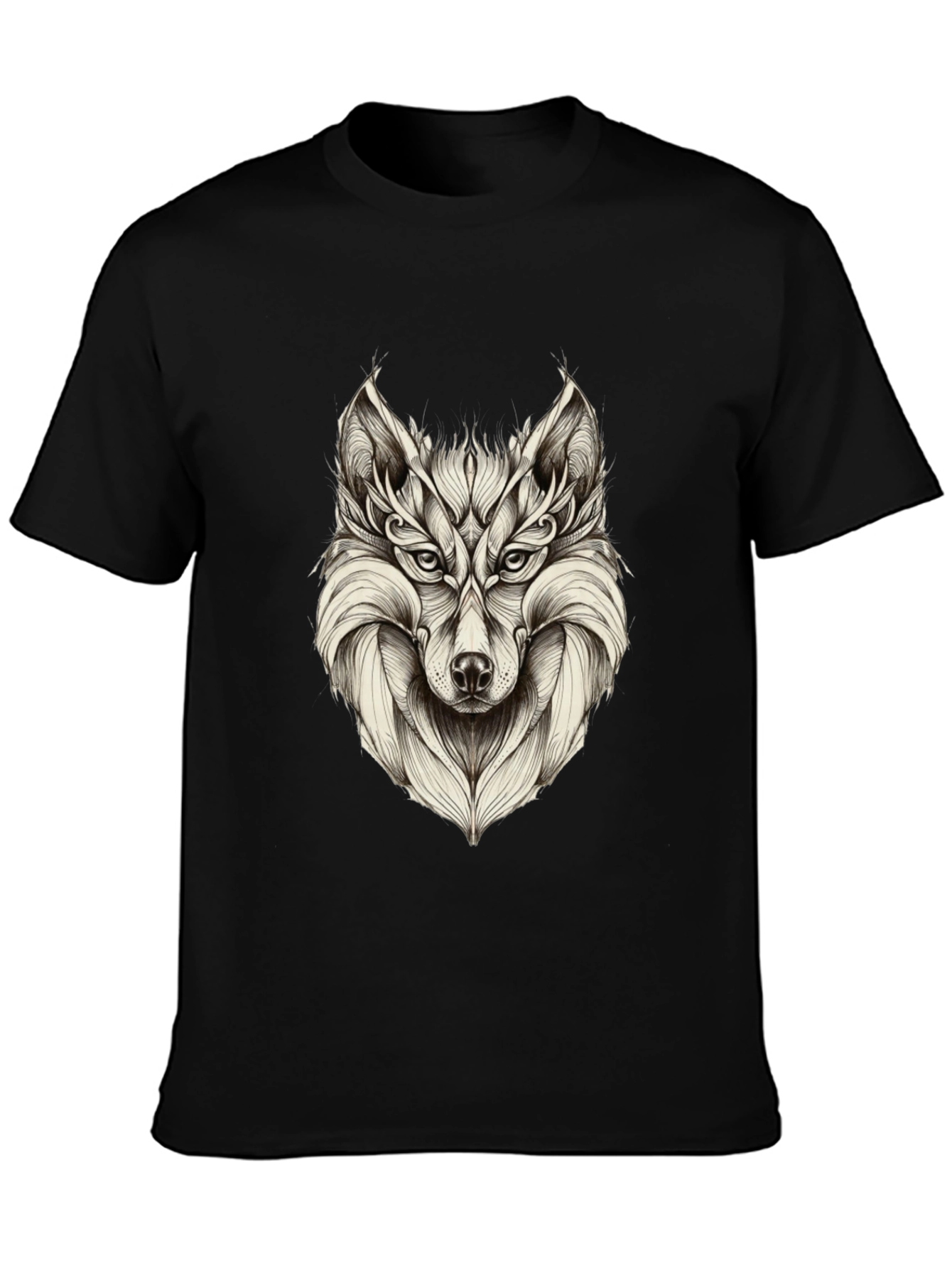 Mens Black Wolf Graphic Tee