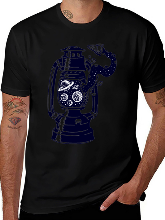 Mens Black Graphic T-Shirt - Lantern Space Design