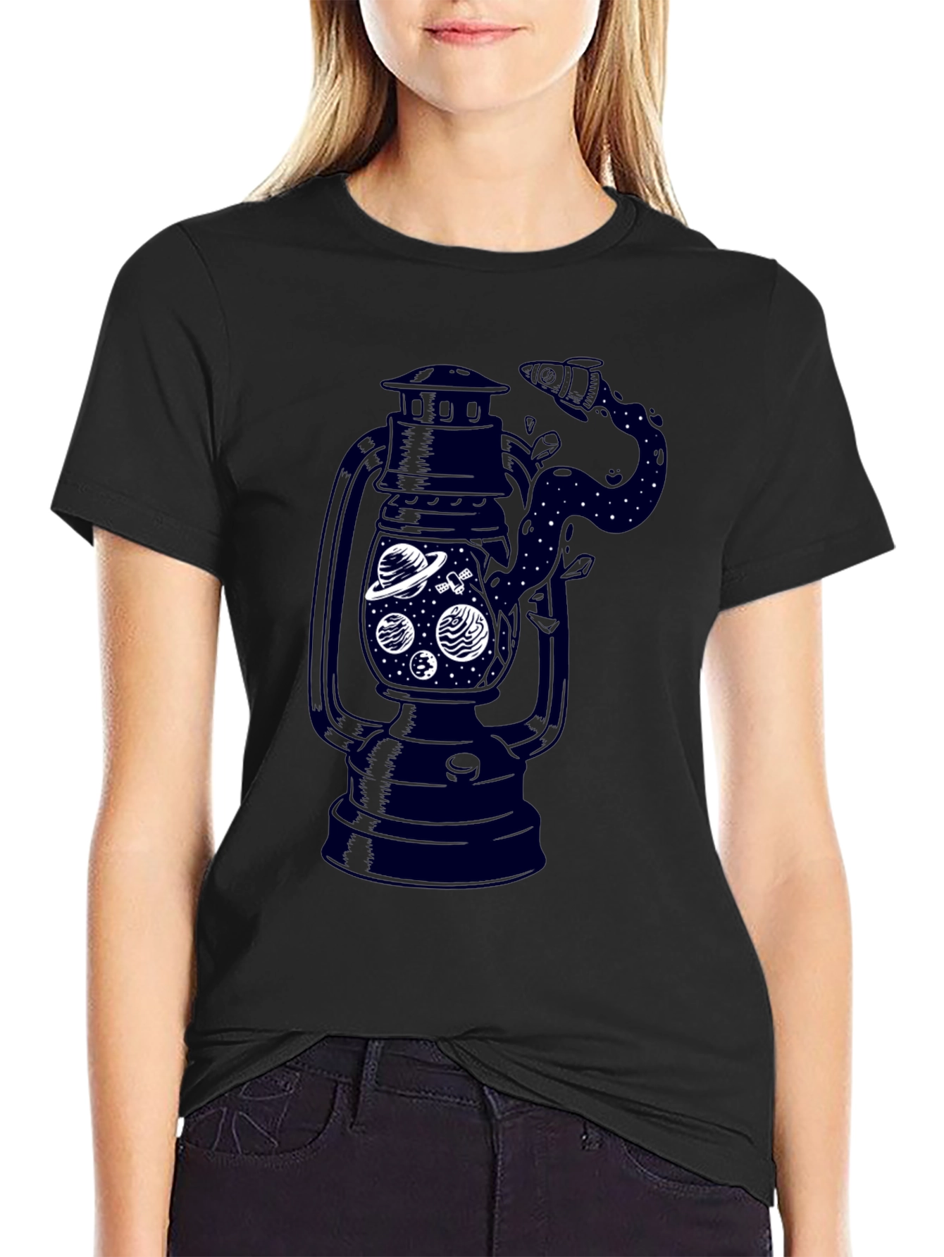 Mens Black Graphic T-Shirt - Lantern Space Design