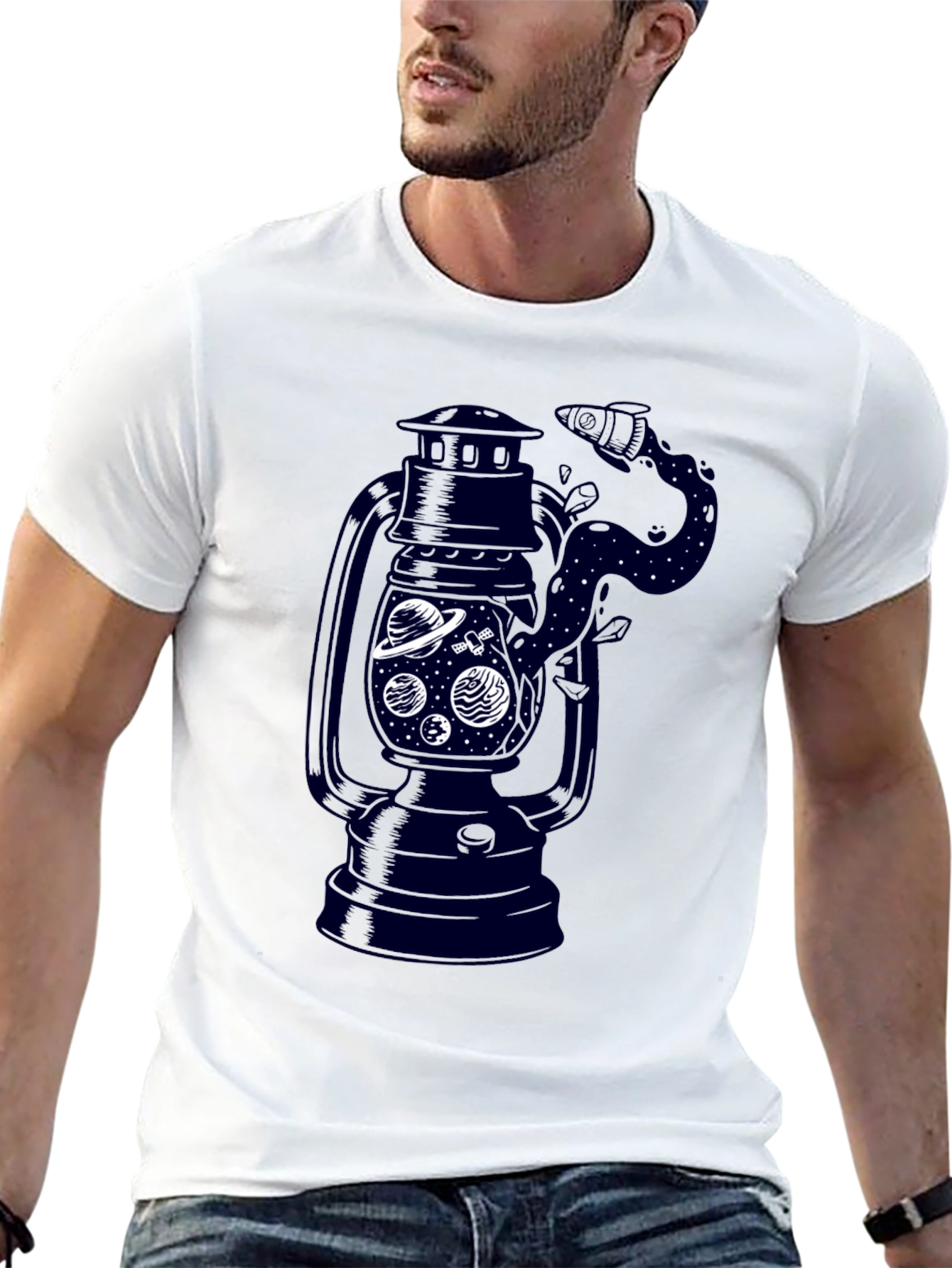 Mens Black Graphic T-Shirt - Lantern Space Design