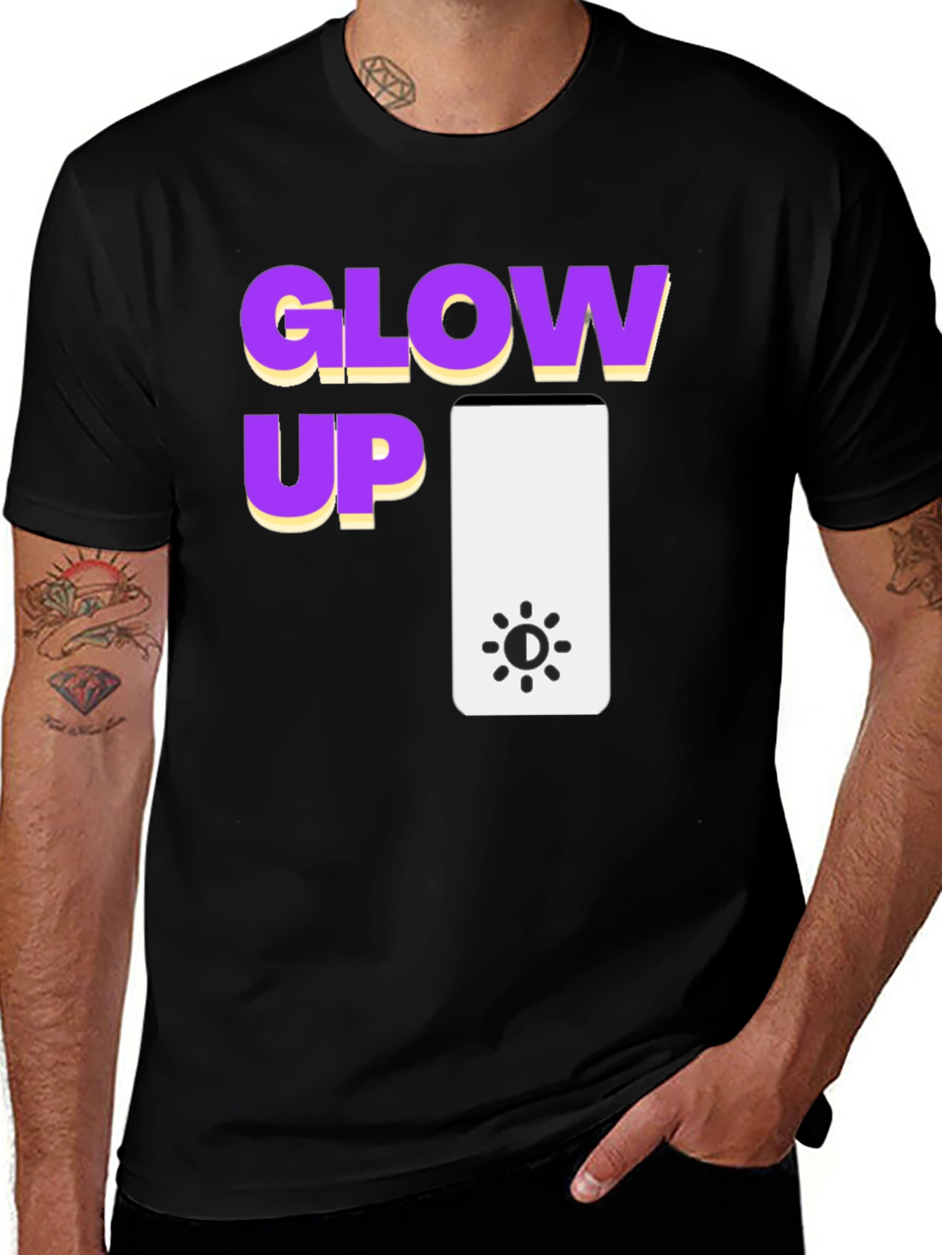 Glow Up Graphic Tee - Black Cotton T-Shirt